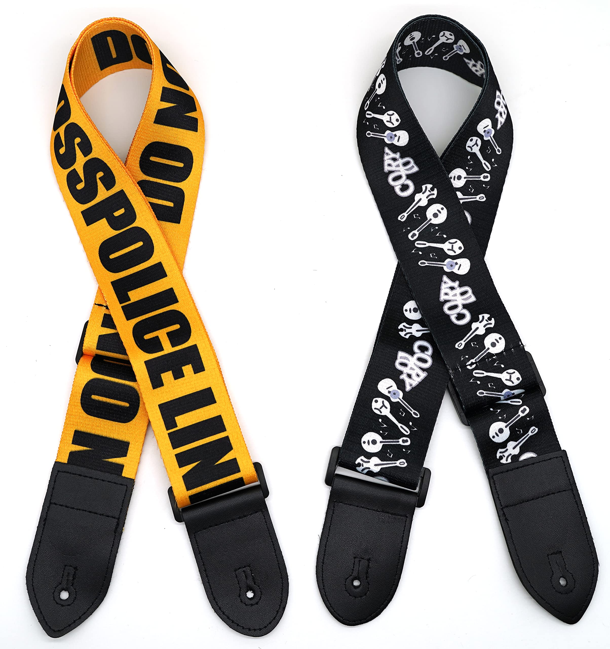 2 Pcs Guitar Strap Electric Guitar Straps With Leather Ends Adjustable Classical Suitable For Electric, Bass& Acoustic Guitars.(
