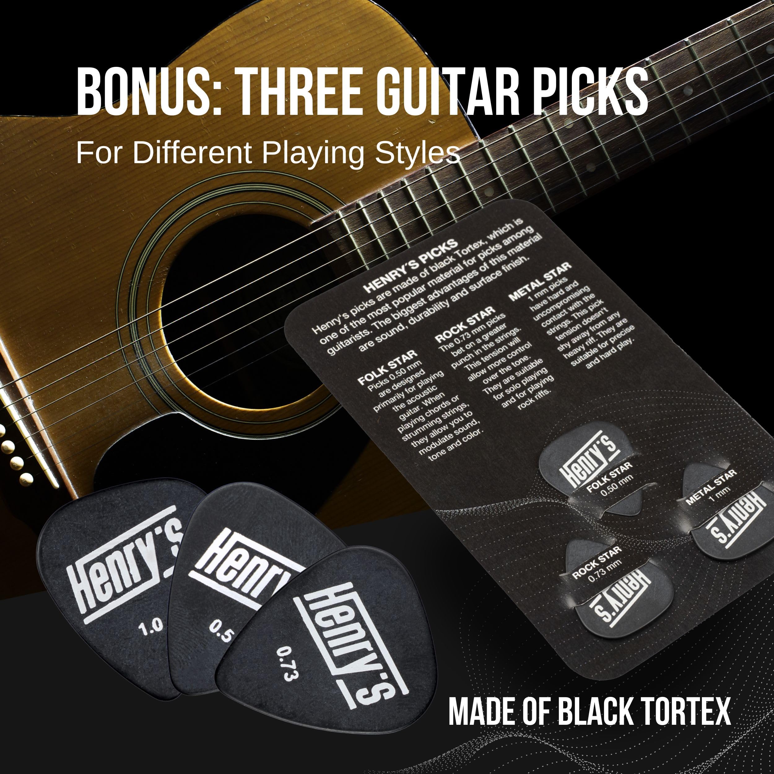 Medium Acoustic Guitar Strings Medium 11-52 - Extra E1 String & 3 Guitar Picks Bonus - Phosphor Bronze Acoustic Guitar Strings -