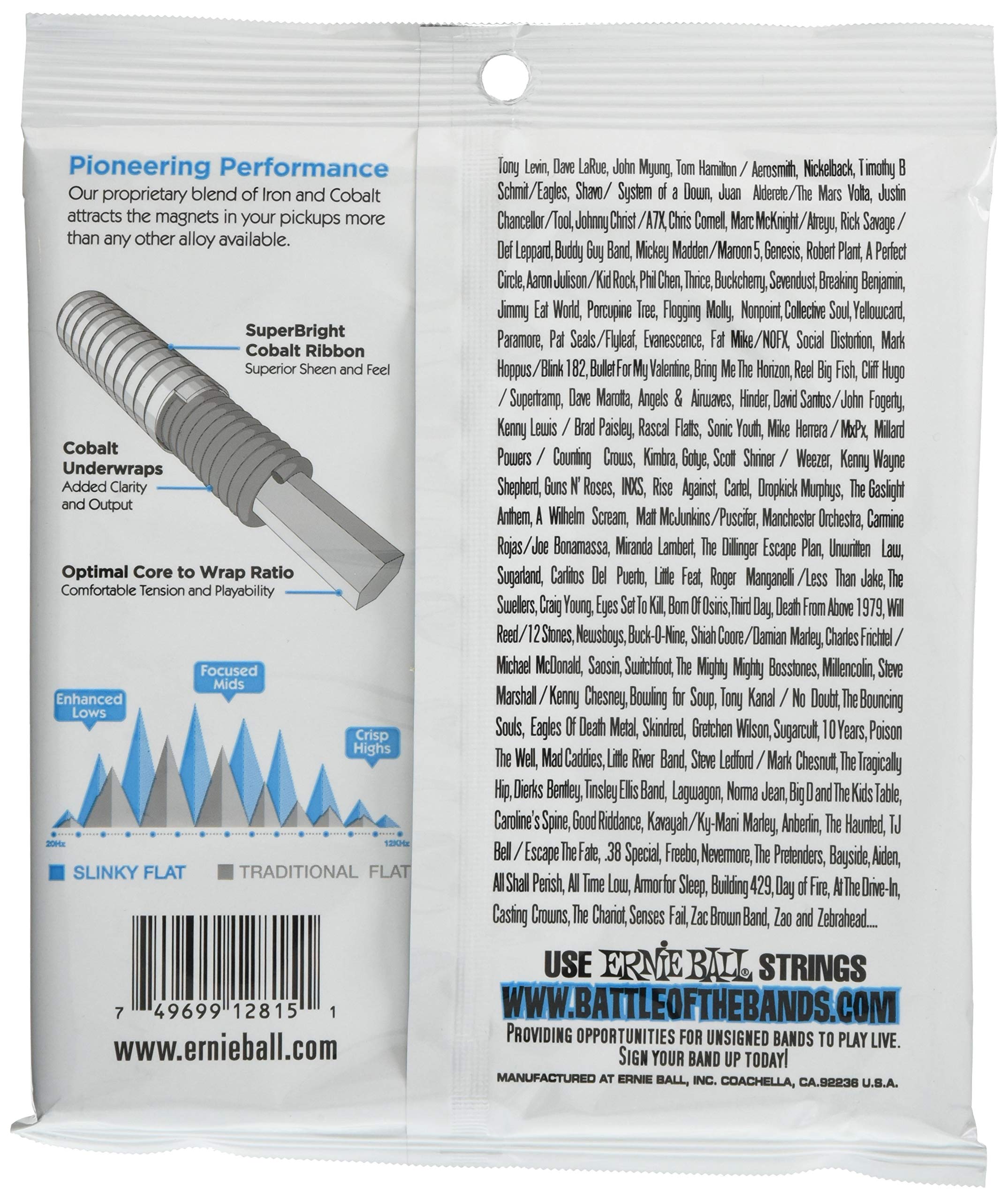 Extra Slinky Cobalt Flatwound Electric Bass Strings 40-95 Gauge