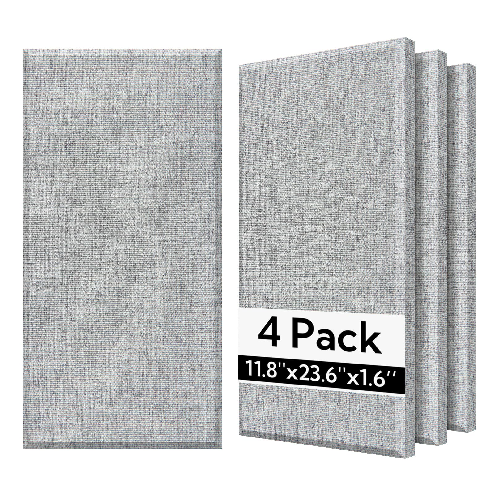 Olanglab Fiberglass Acoustic Wall Panels 4 Pack, 11.8 x 23.6 Sound Panels, Fabric Wrapped Sound Proof Panels for Walls (Ligh