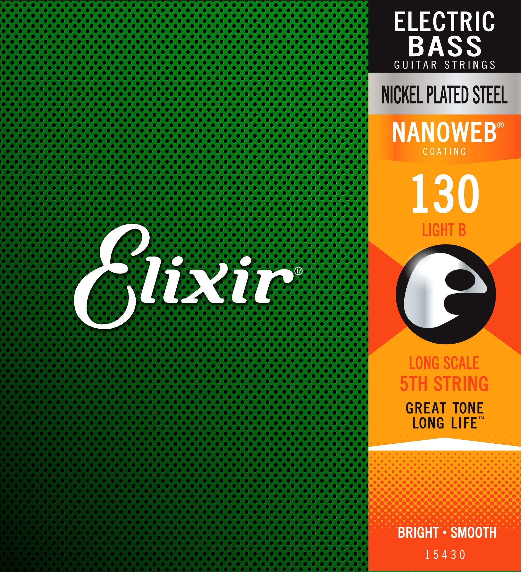 Elixir    Strings Nickel Plated Steel With Nanoweb    Coating, Custom Bass 5Th String Single, Light B, Long Scale (.130)
