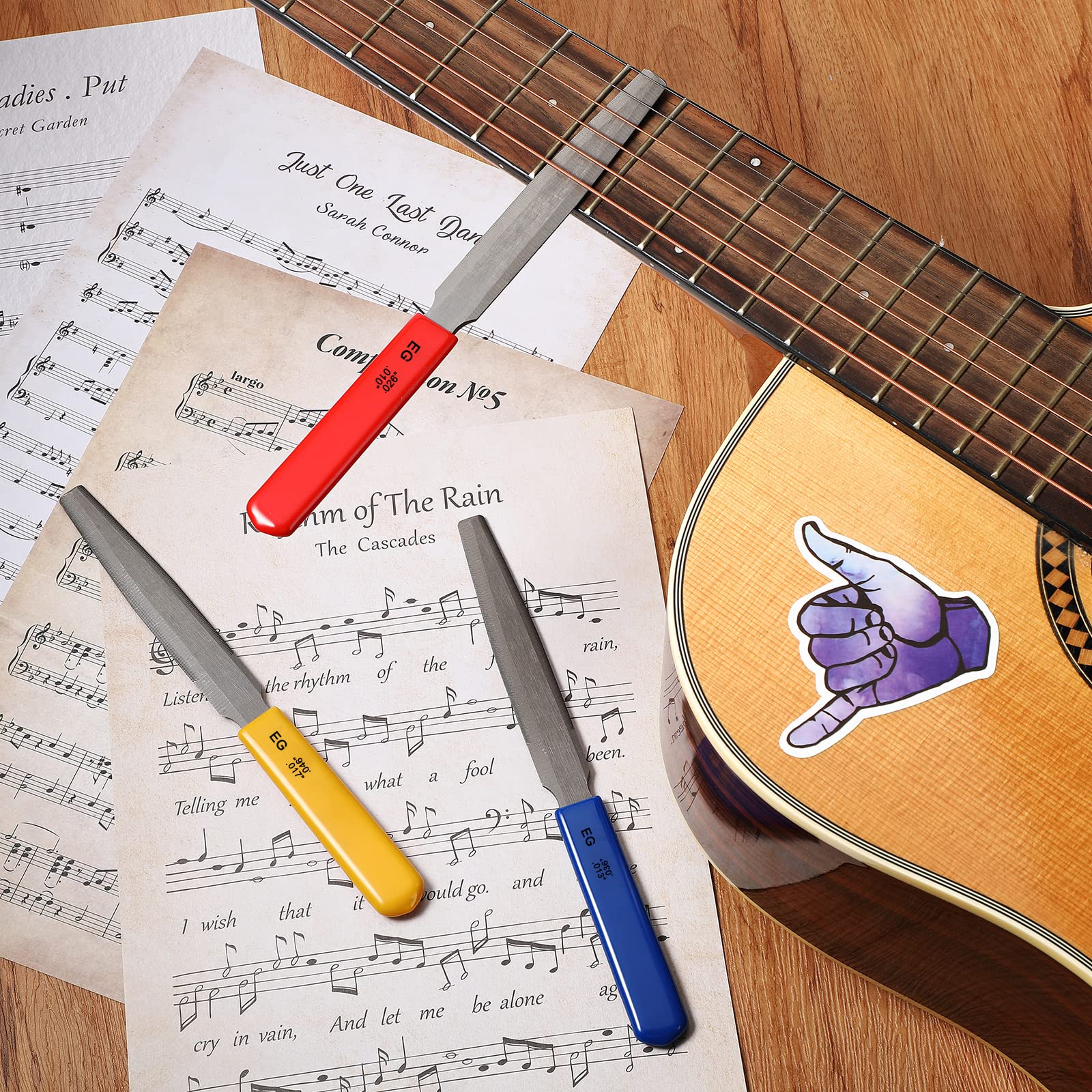 Tarpop 3 Pieces Tapered Guitar Nut Files Nut Slotting Files Set Double Edge Fret File Electric Guitar Fret Tools Fret Crowning F