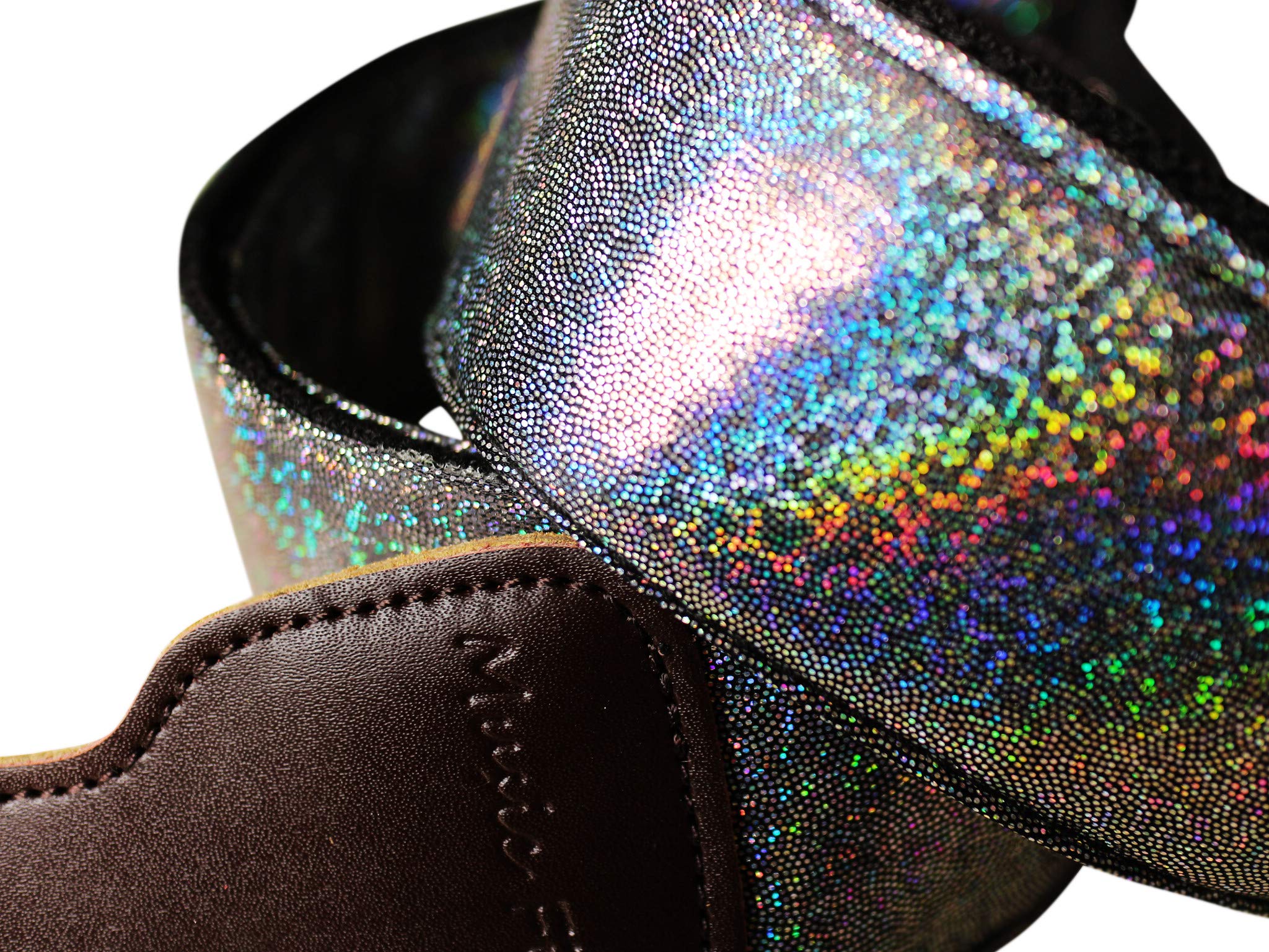 MUSIC FIRST Original Design Metallic Sparkle Delux Shining Guitar Strap, Ukulele Strap, Mandolin Strap, Stage Strap. (Black)