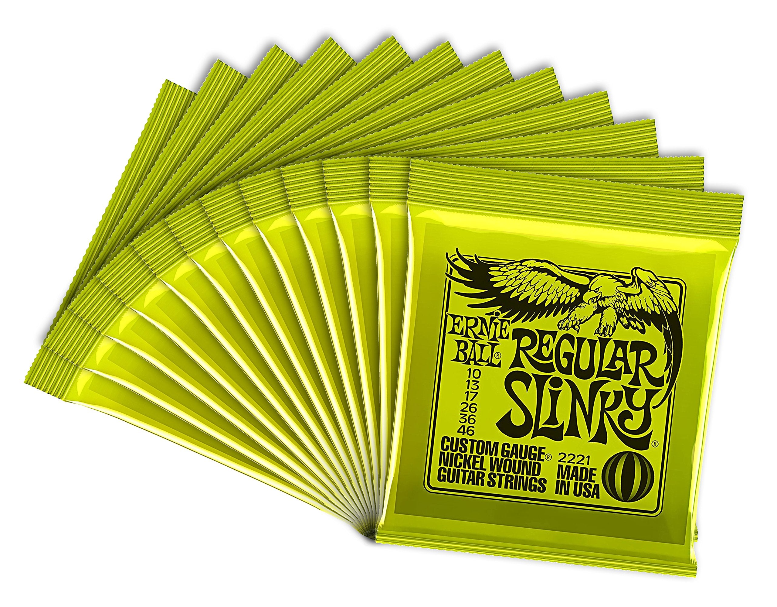 Ernie Ball 12 Sets 2221 Regular Slinky Strings With Picks