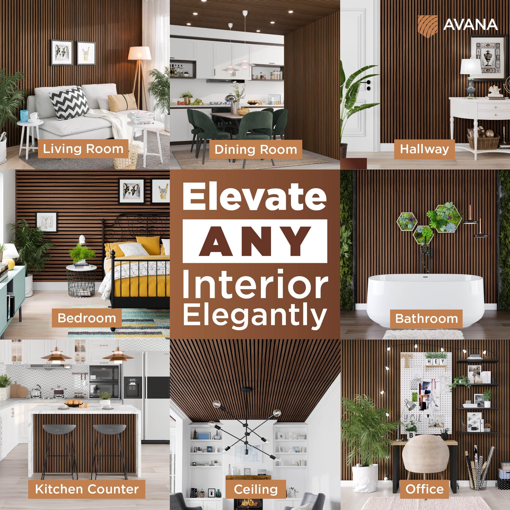 Avana Acoustic Wood Wall Panels - 47.2 X 12.6 Inch Walnut Acoustic Panels 1 PC - Wall Panels For Interior Wall Decor For Homes,