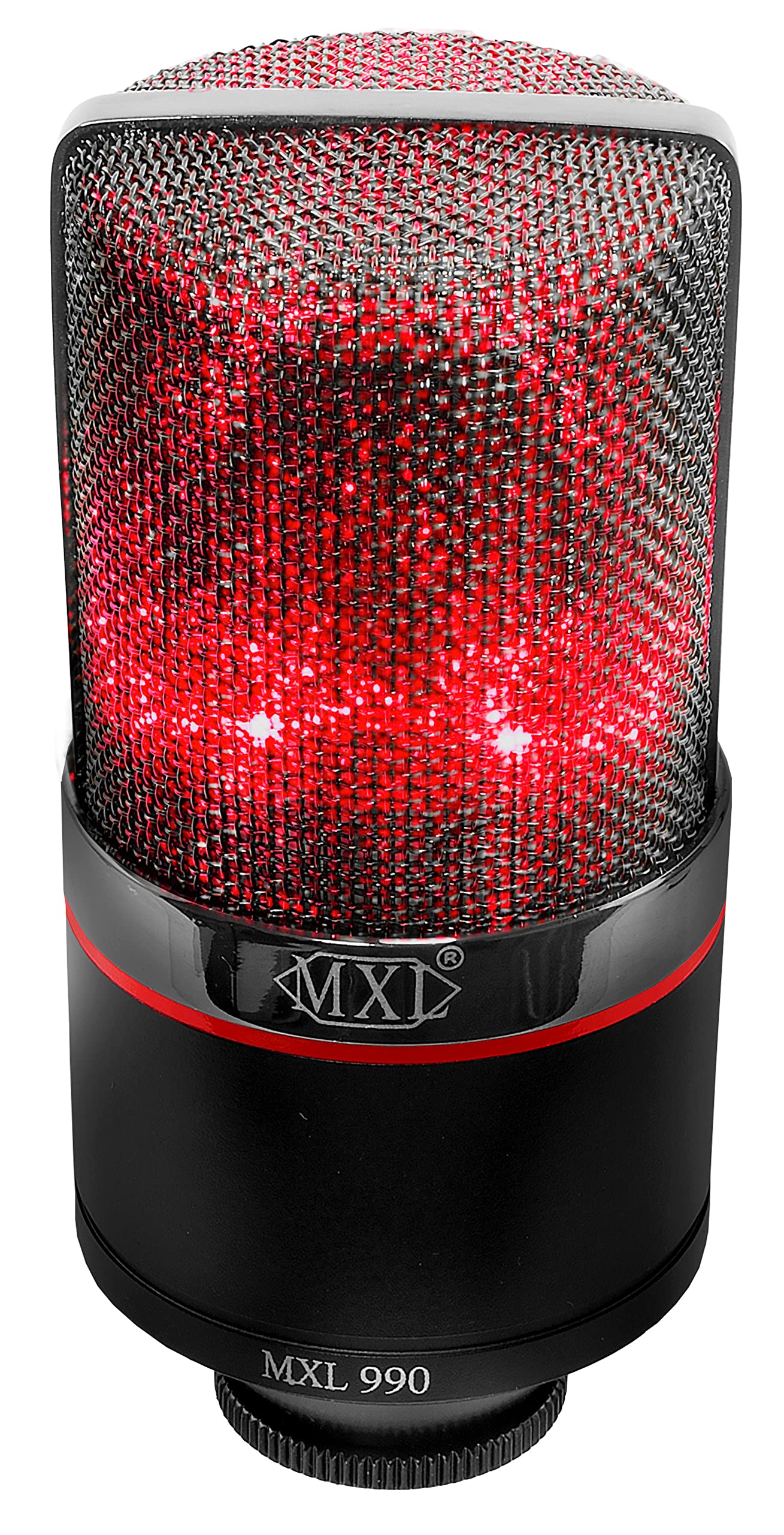 MXL 990 Condenser Microphone for Podcasting, Singing, Home Studio Recording, Gaming & Streaming | Red LED Lights | XLR | Large D