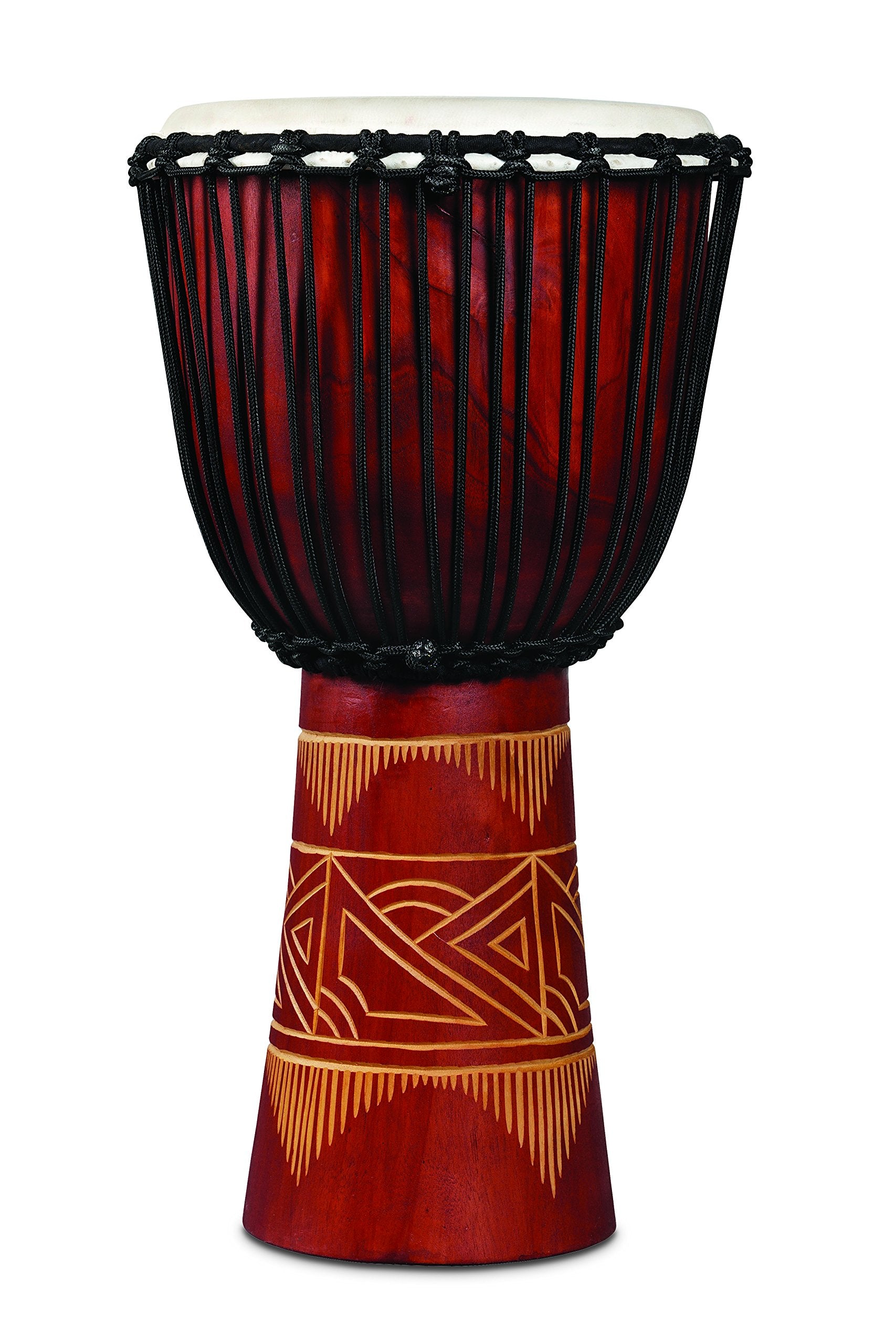 Latin Percussion LP713LR World Beat Wood Art Large Djembe, Red w/Natural, inch