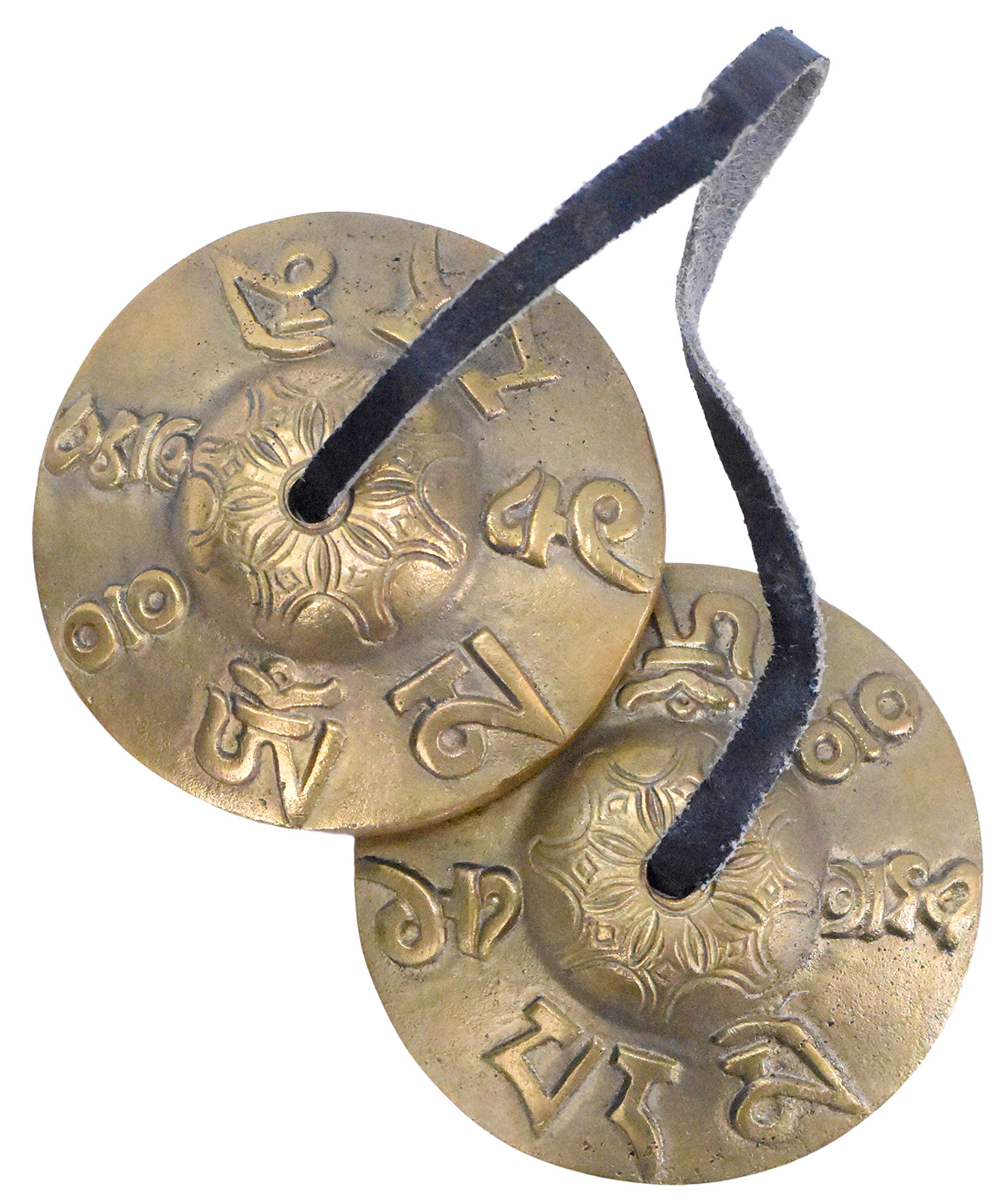 Mudra Crafts Tibetan Handmade Yoga Meditation Om Tingsha Bell Chimes Cymbal Set, Wood Mala With A Mandala Charm (2.5 Inches, Om 