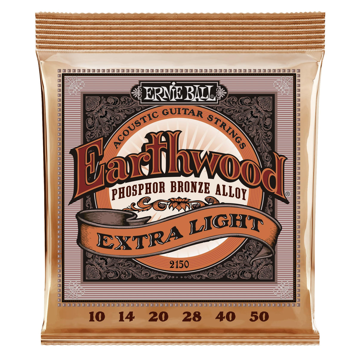 Ernie Ball Earthwood Extra Light Phosphor Bronze Acoustic Guitar Strings, 10-50 Gauge (P02150)