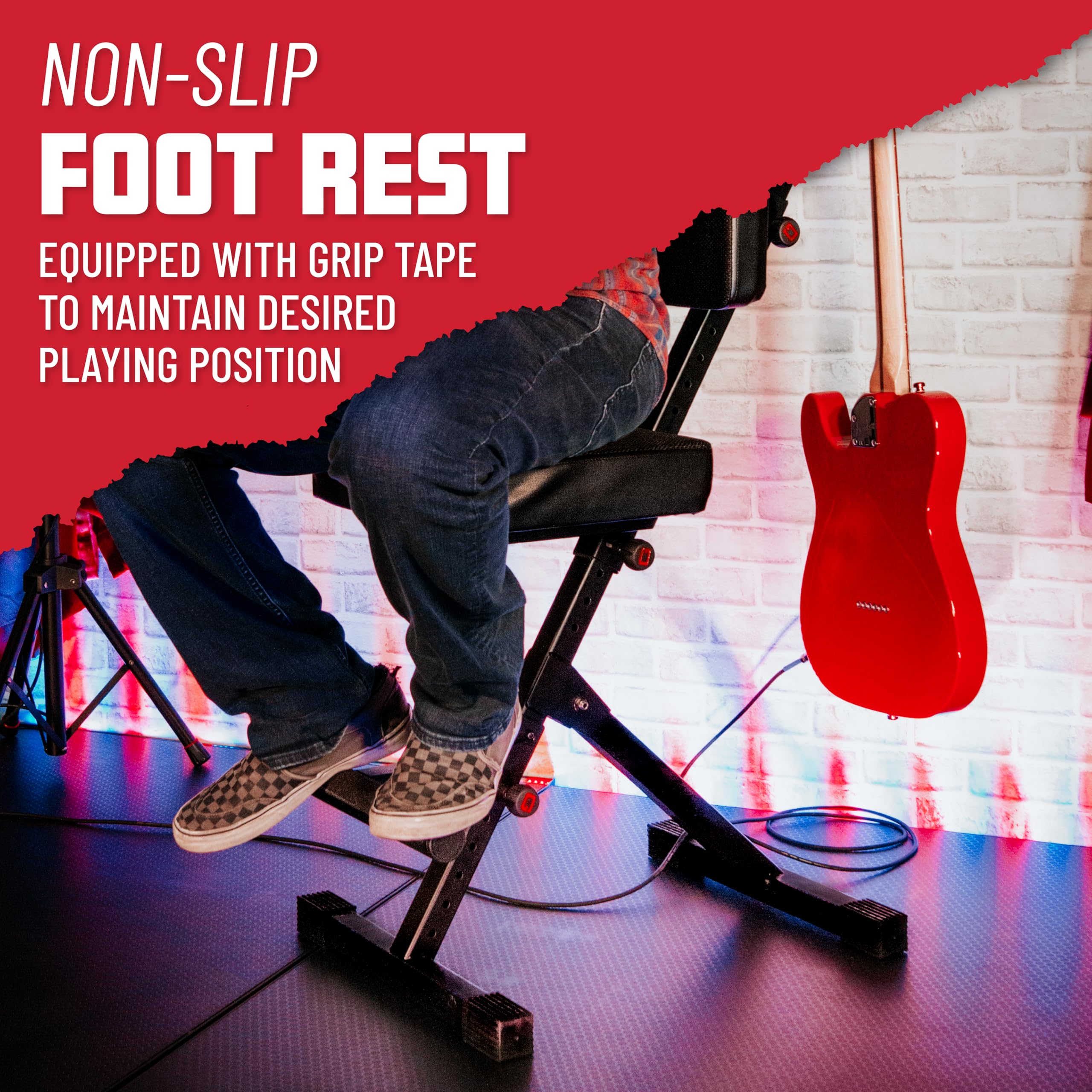 Deluxe Guitar Seat w/ Adjustable Back Rest & Guitar Hanger