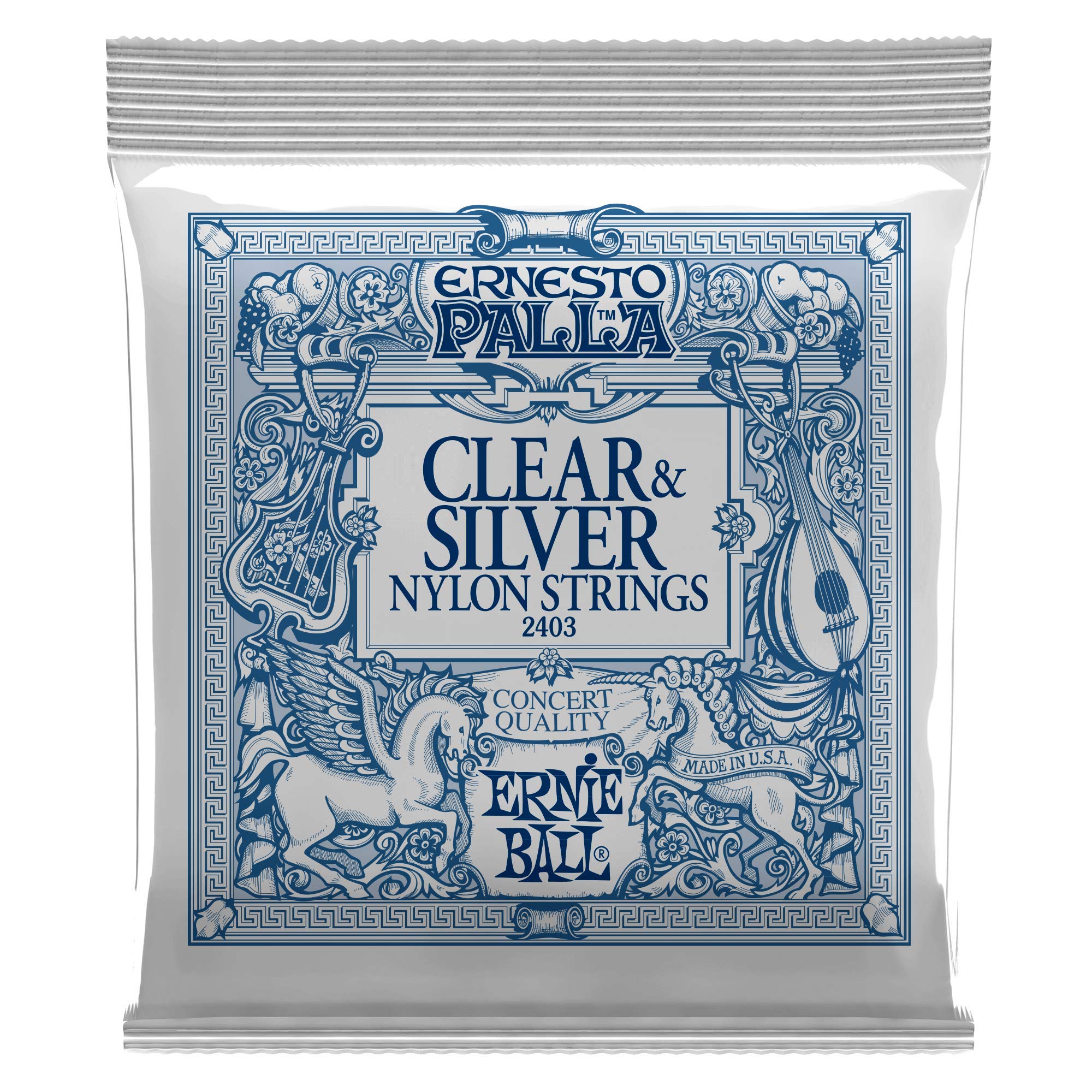 Ernie Ball Ernesto Palla Clear & Silver Classical Nylon Strings, Lot/12, P02403