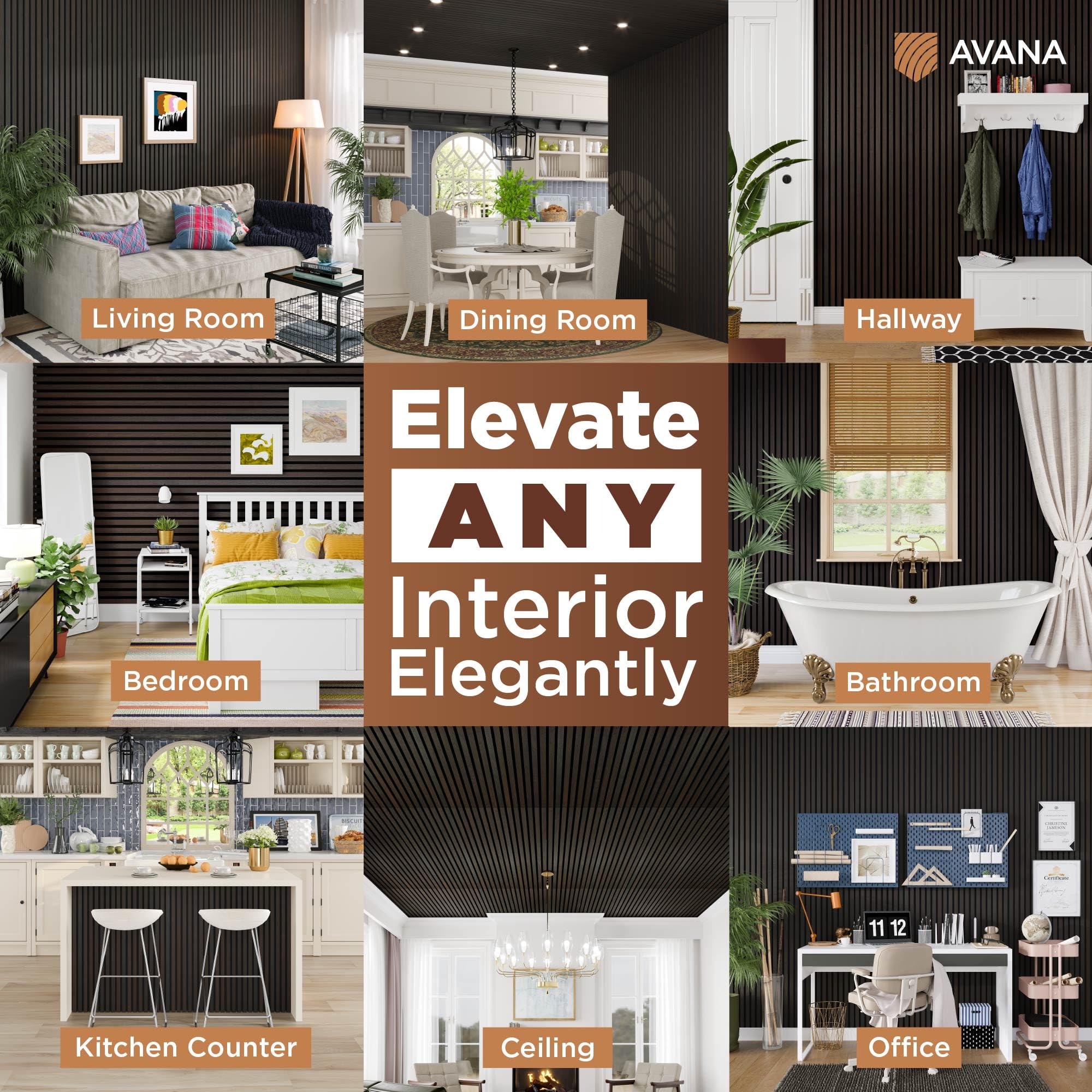 Avana Acoustic Wood Wall Panels - 47.2 x 12.6 Inch Smoke Oak Acoustic Panels 1 PC - Wall Panels For Interior Wall Decor for Home