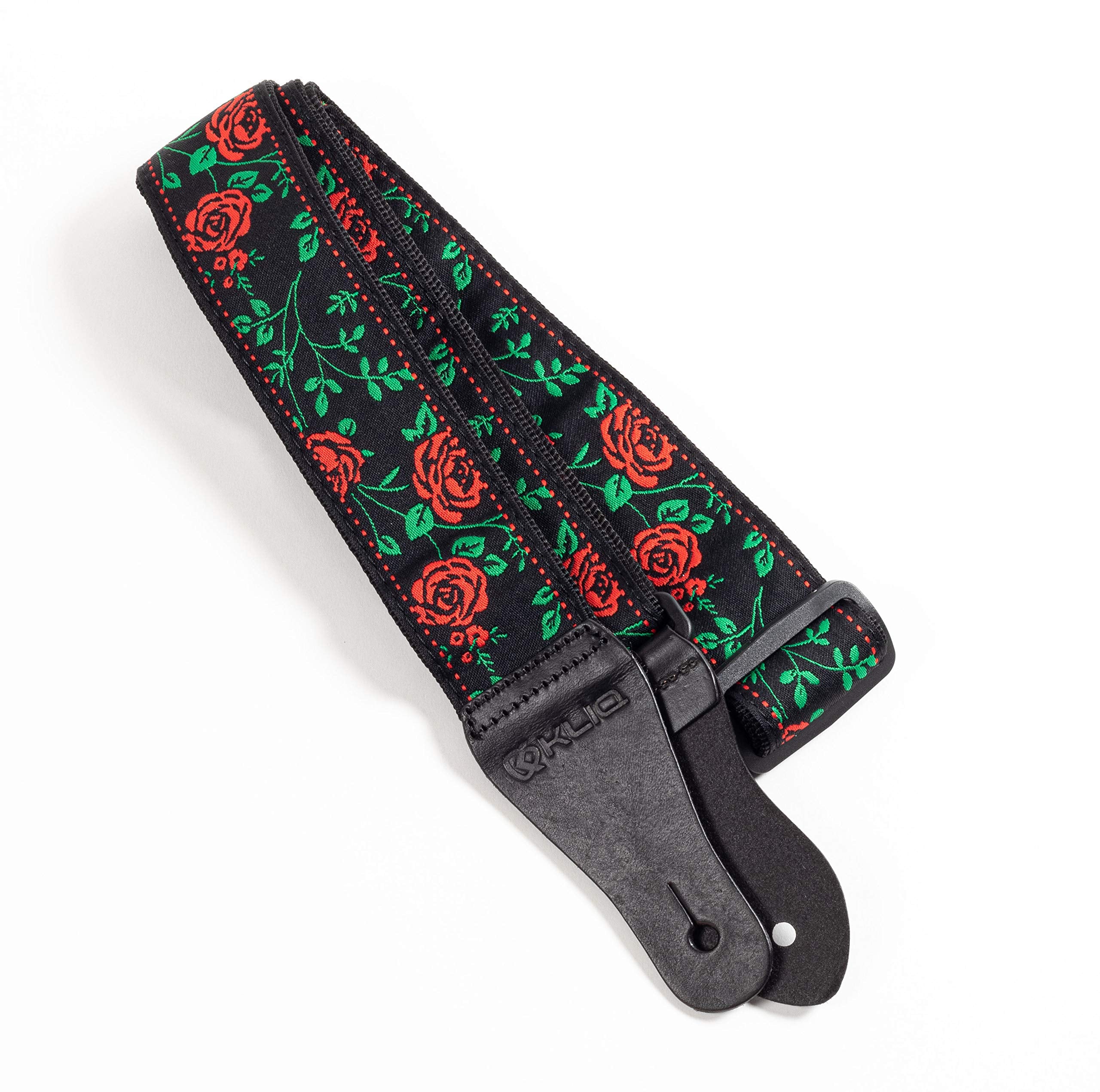 Kliq Vintage Woven Guitar Strap For Acoustic And Electric Guitars + 2 Free Rubber Strap Locks, 2 Free Guitar Picks And 1 Free La