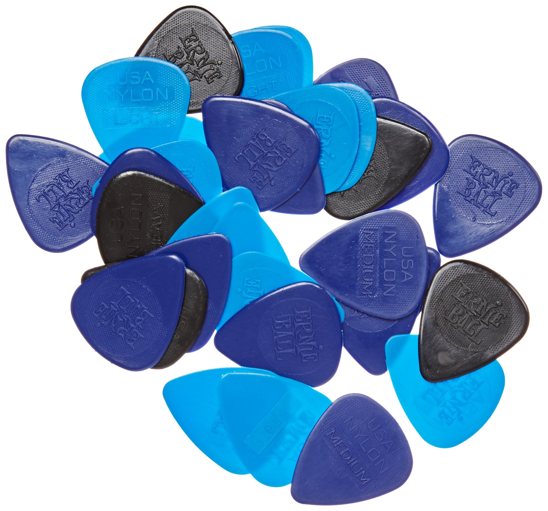 Ernie Ball Nylon Guitar Picks, Mixed Thin/Medium/Heavy, 50-Pack (P09133)