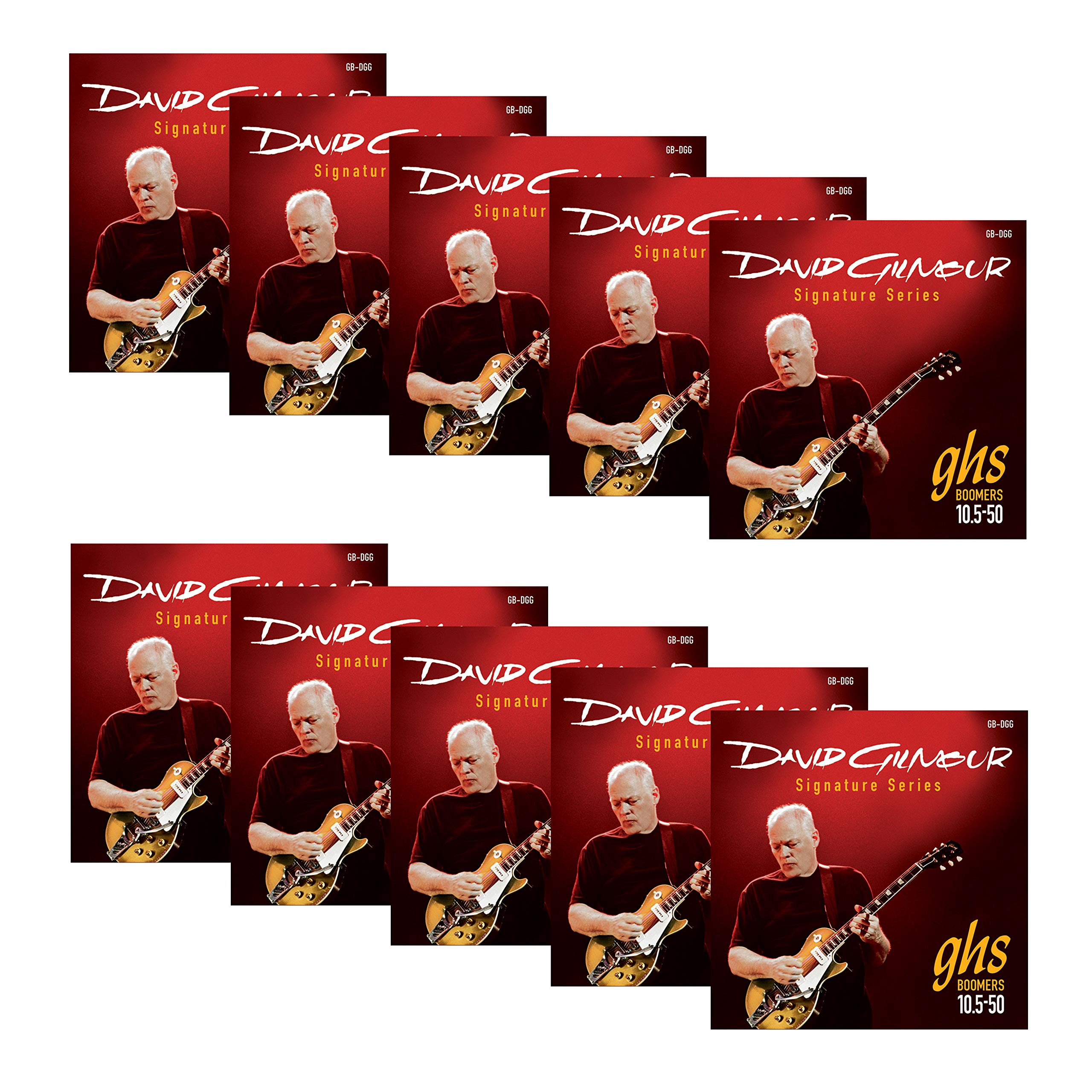Ghs Strings Gb-Dgg David Gilmour Signature Series (Red), Nickel-Plated Electric Guitar Strings (.010 1/2-.050) - 10 Sets