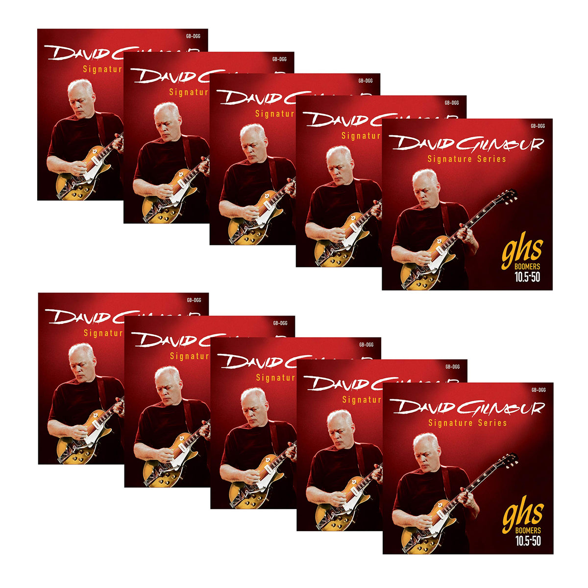 Ghs Strings Gb-Dgg David Gilmour Signature Series (Red), Nickel-Plated Electric Guitar Strings (.010 1/2-.050) - 10 Sets