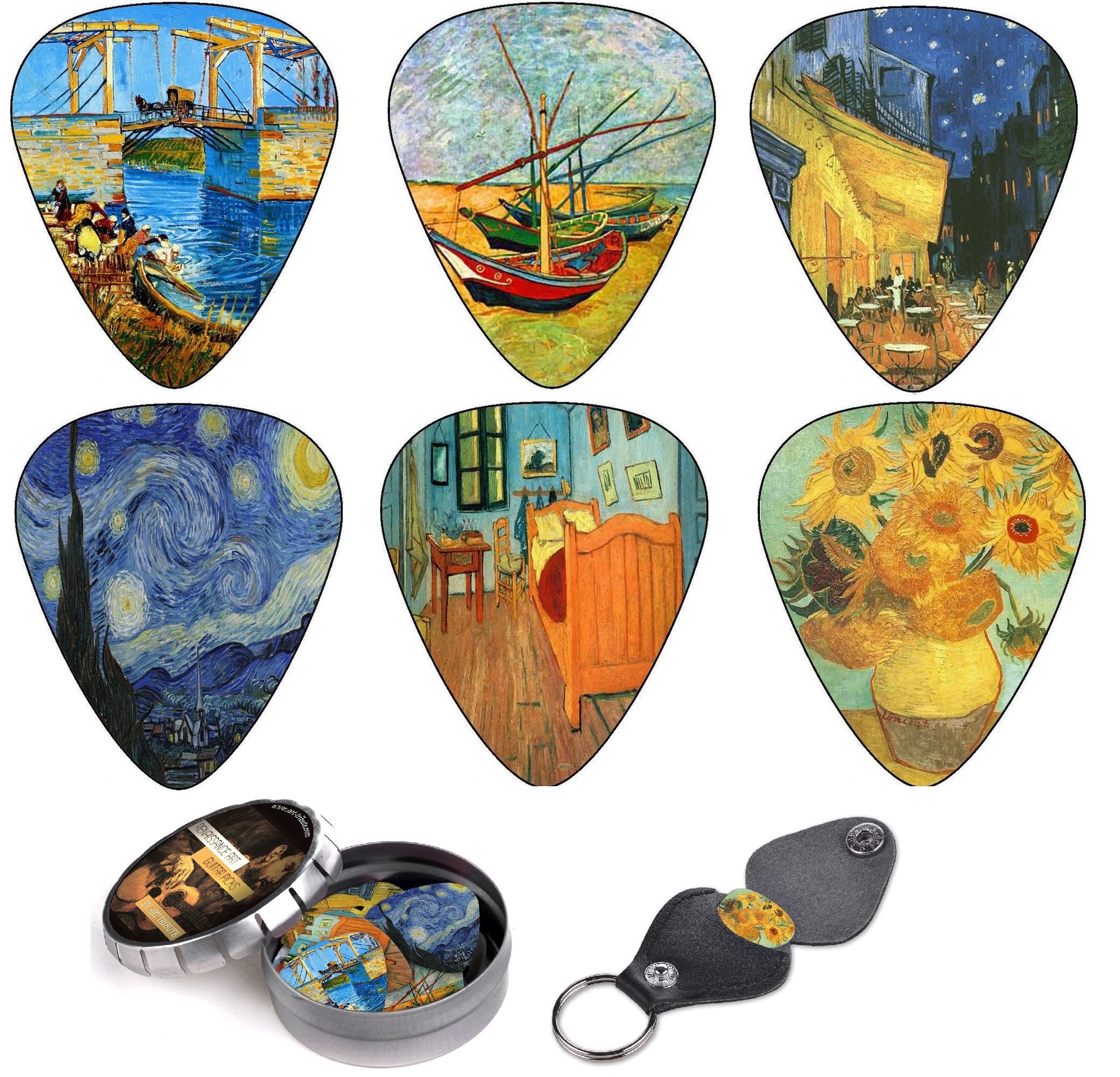 Vincent Van Gogh Guitar Picks Complete Gift Set For Guitarist - Christmas Gift & Stocking Stuffer Idea For Guitar Players Includ