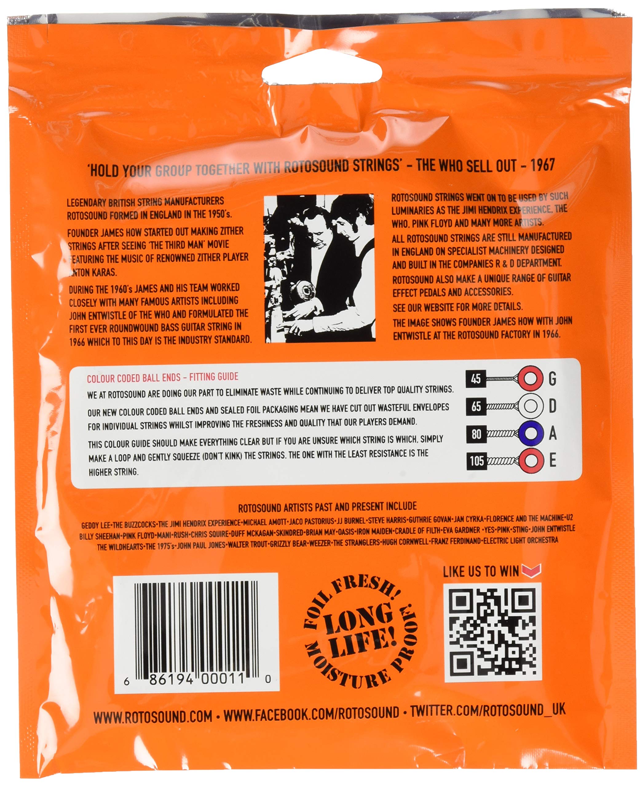 Rotosound RS66LD Swing Bass Electric Bass 4 String Set (45-105)