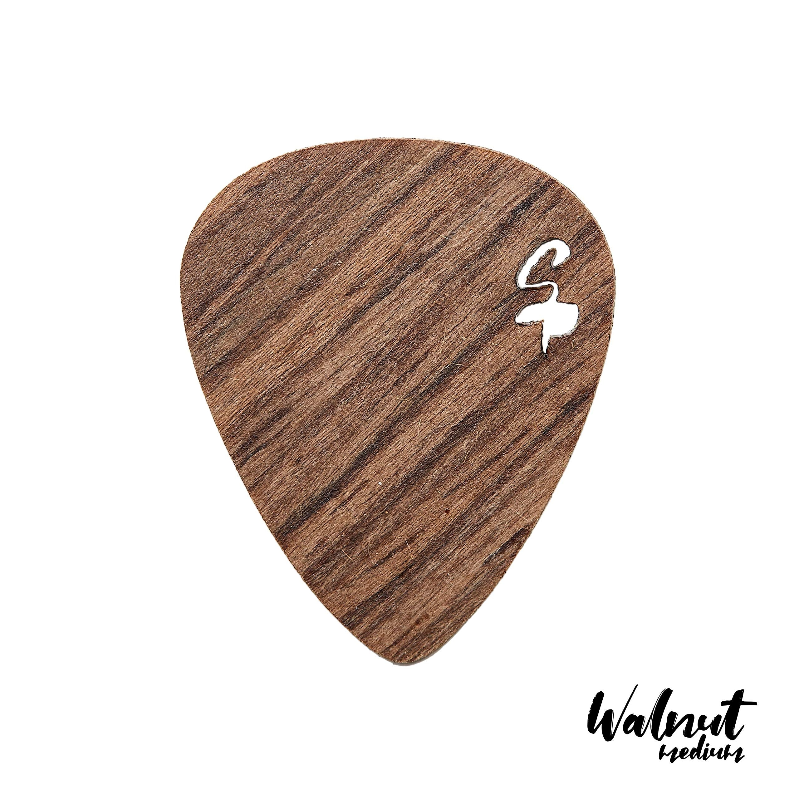 Stickpick | Set of 7 flexible guitar picks made of real wood | For electric, acoustic and bass guitars in various strengths | In