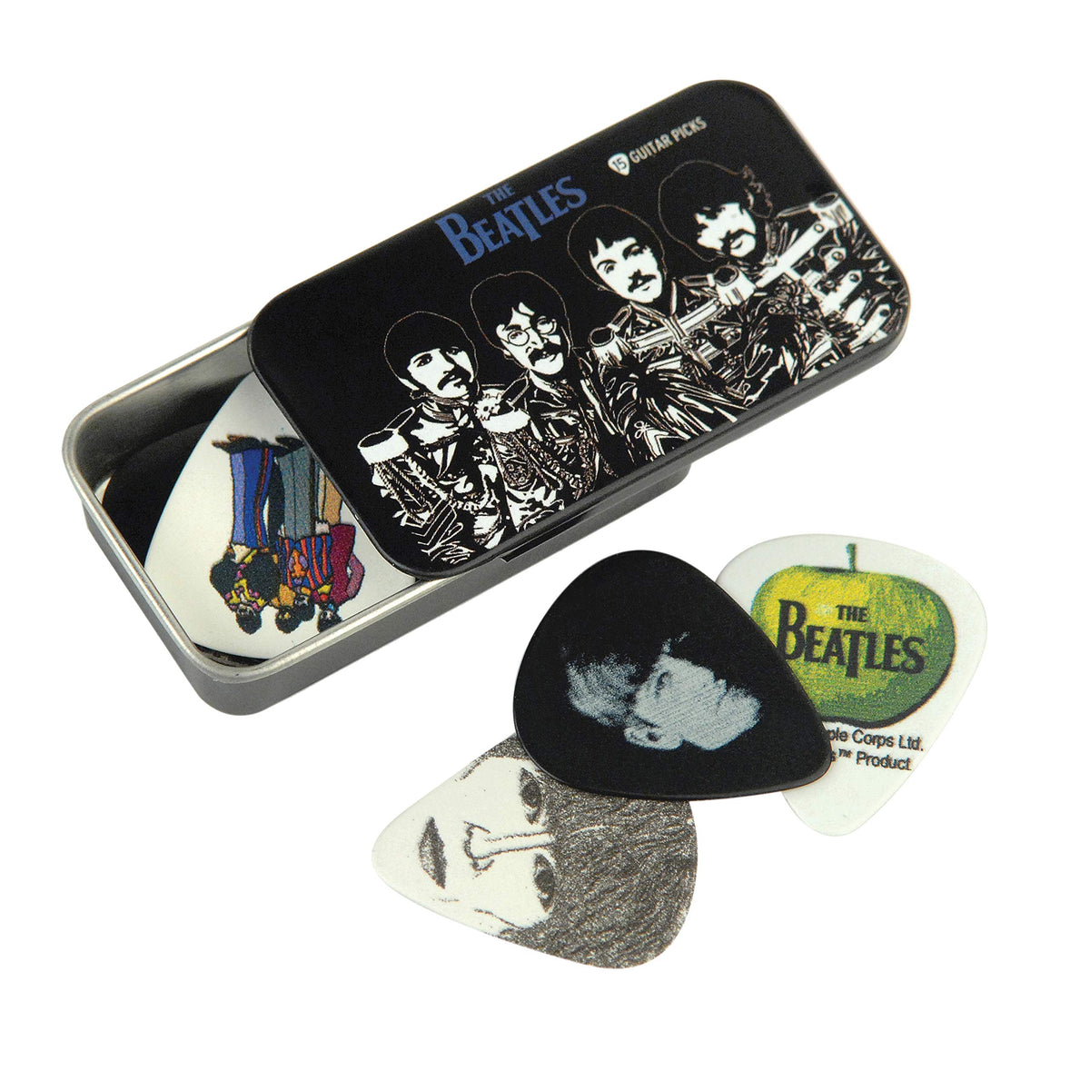Daddario Accessories Beatles Guitar Picks - The Beatles Collectable Guitar Picks - Picks With Tin, 15 Pack, Sgt Pepper