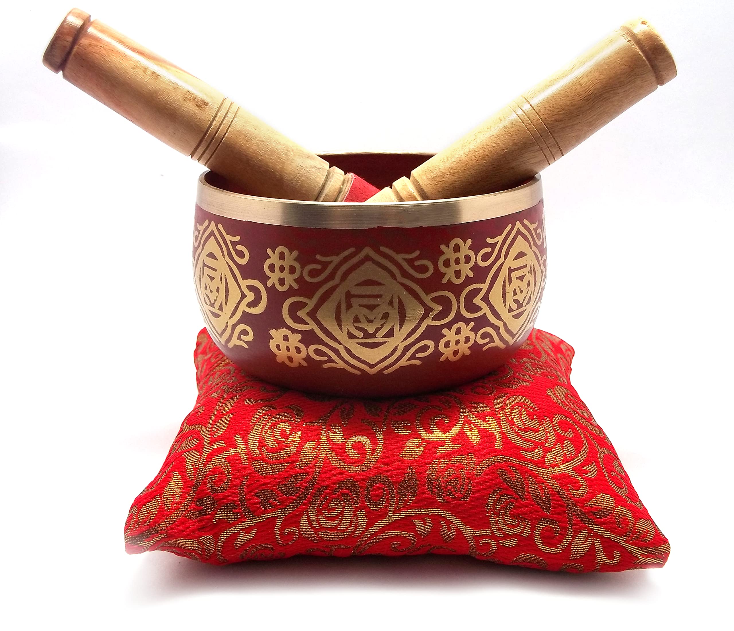 Uv Creation 5 Inch Brass Singing Bowl with Root/Muladhara Chakra Design  Perfect for Meditation, Chakra Healing, Sound Therapy, 