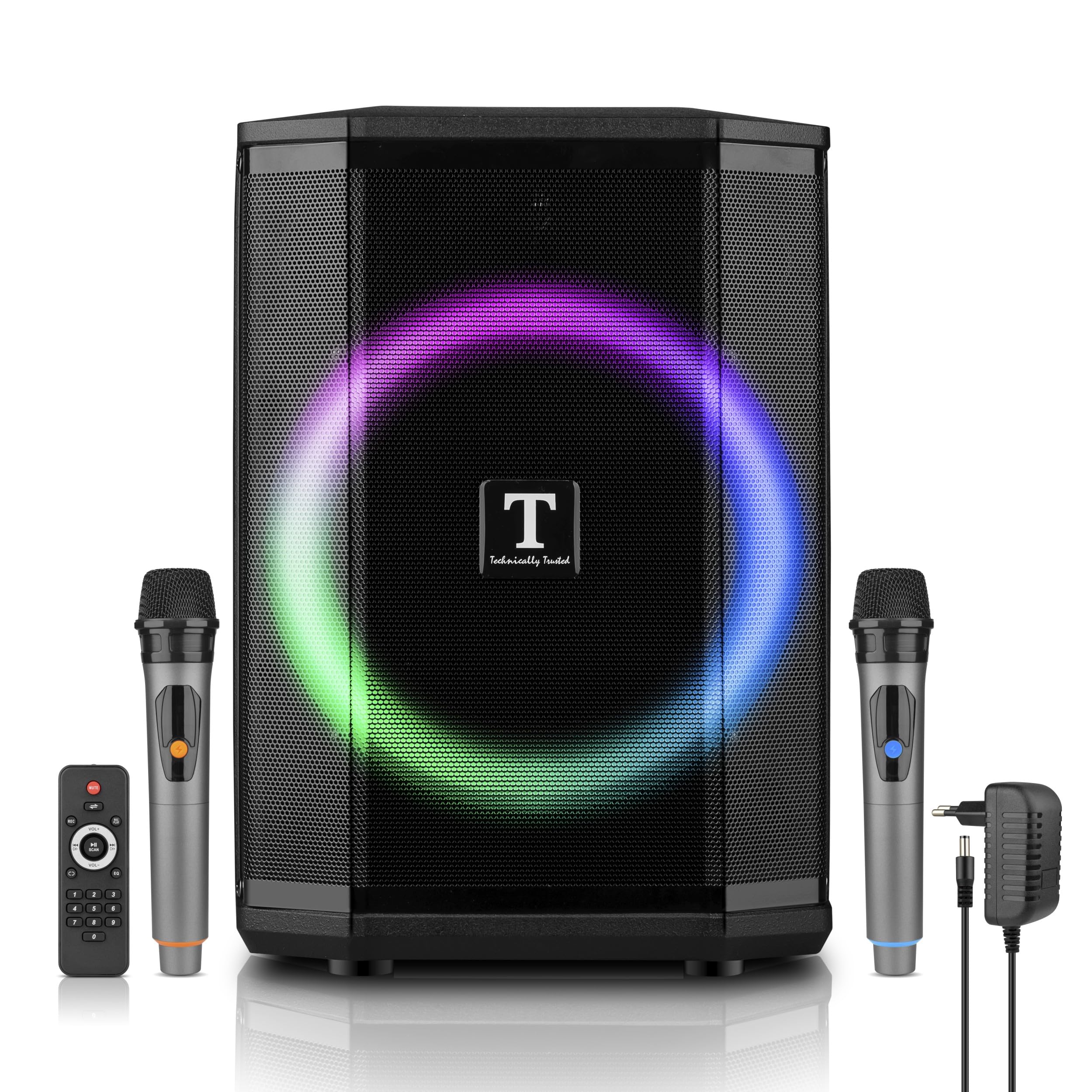 Tronica Hulk Rowdy Partypal 8 Inch 80W Karaoke Portable Party Speaker With Dual Wireless Mic, Tws, Bluetooth, Usb, Sd, Fm, Aux, 