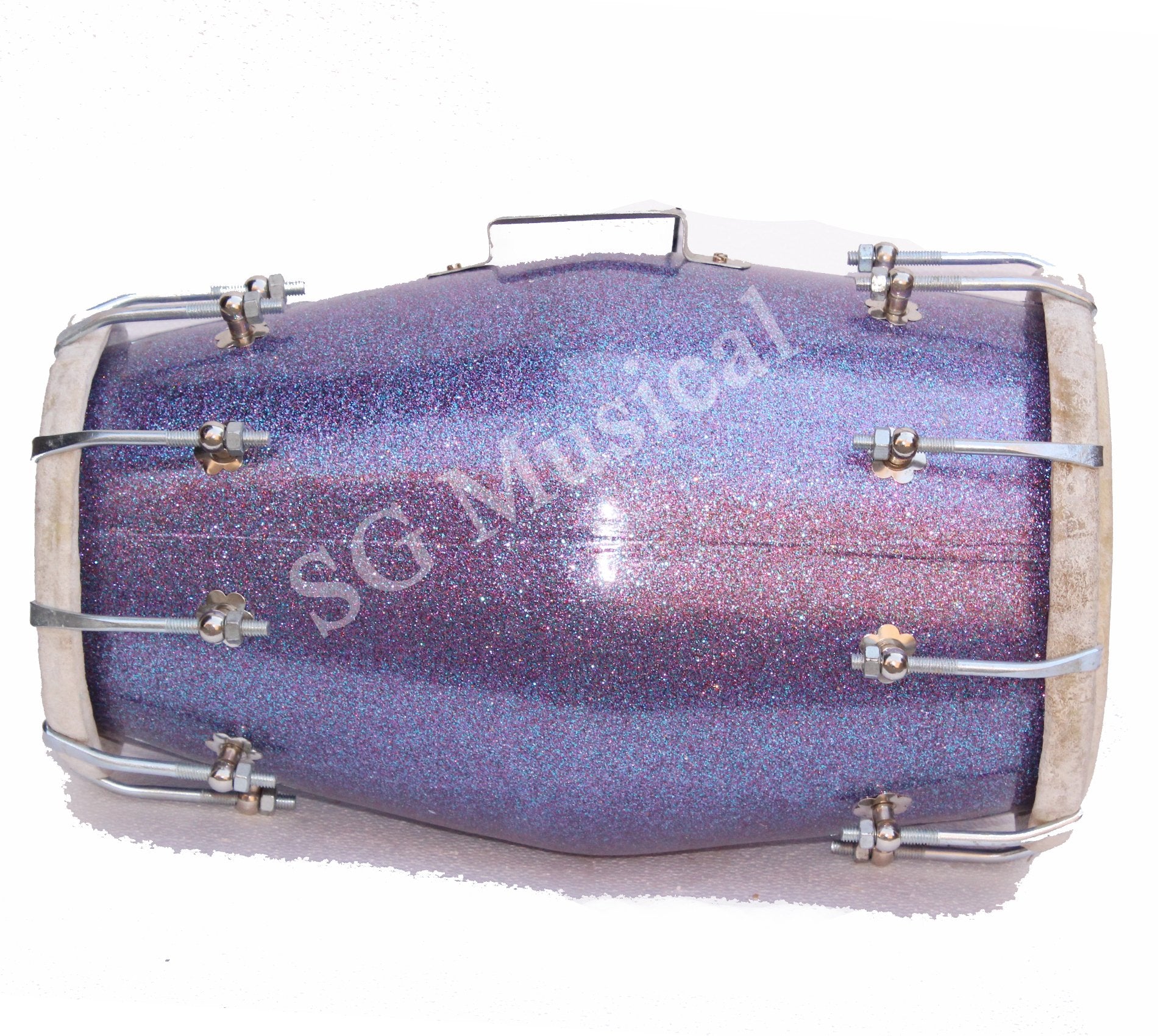 Sg Musical Fiber Dholak Nut/Bolt Carry Bag Bolt Tuned - Wedding Dholki -Blue