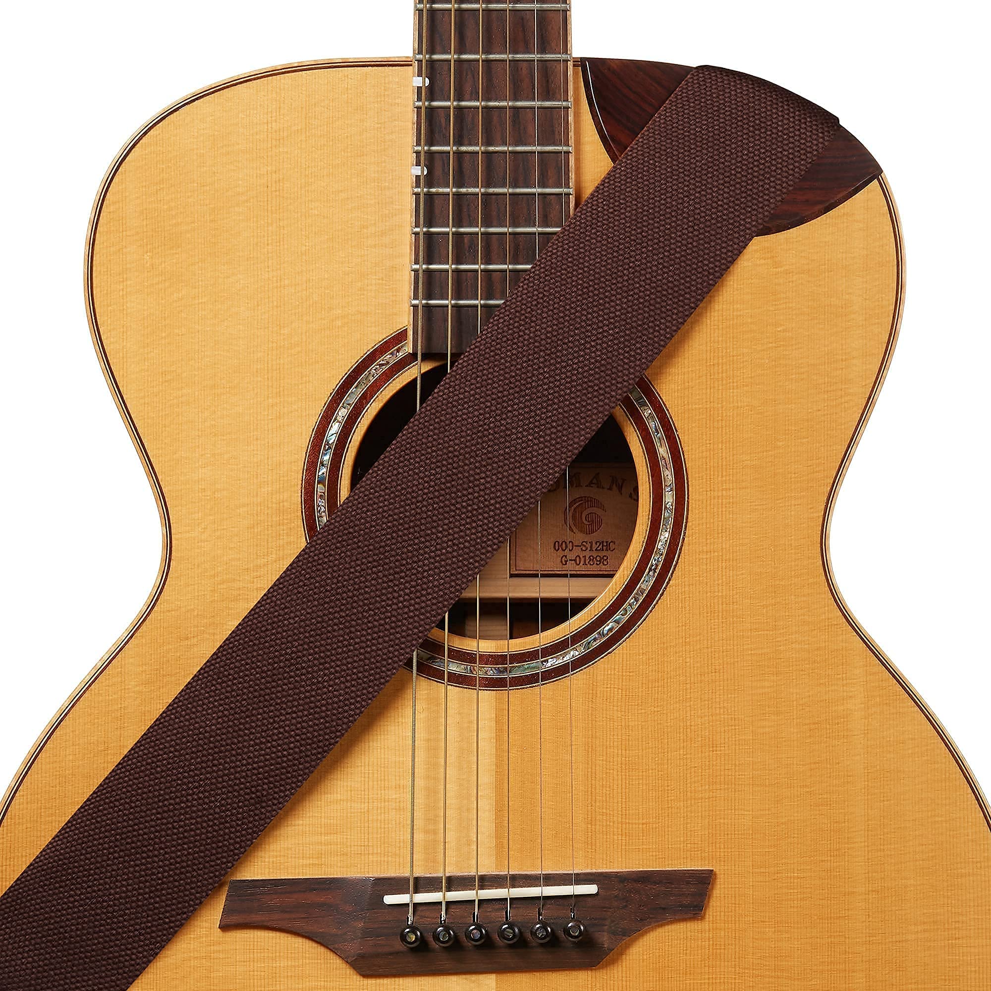 Amumu Guitar Strap Soft Cotton with 3 Pick Holders for Electric, Acoustic, Bass Guitar - Brown