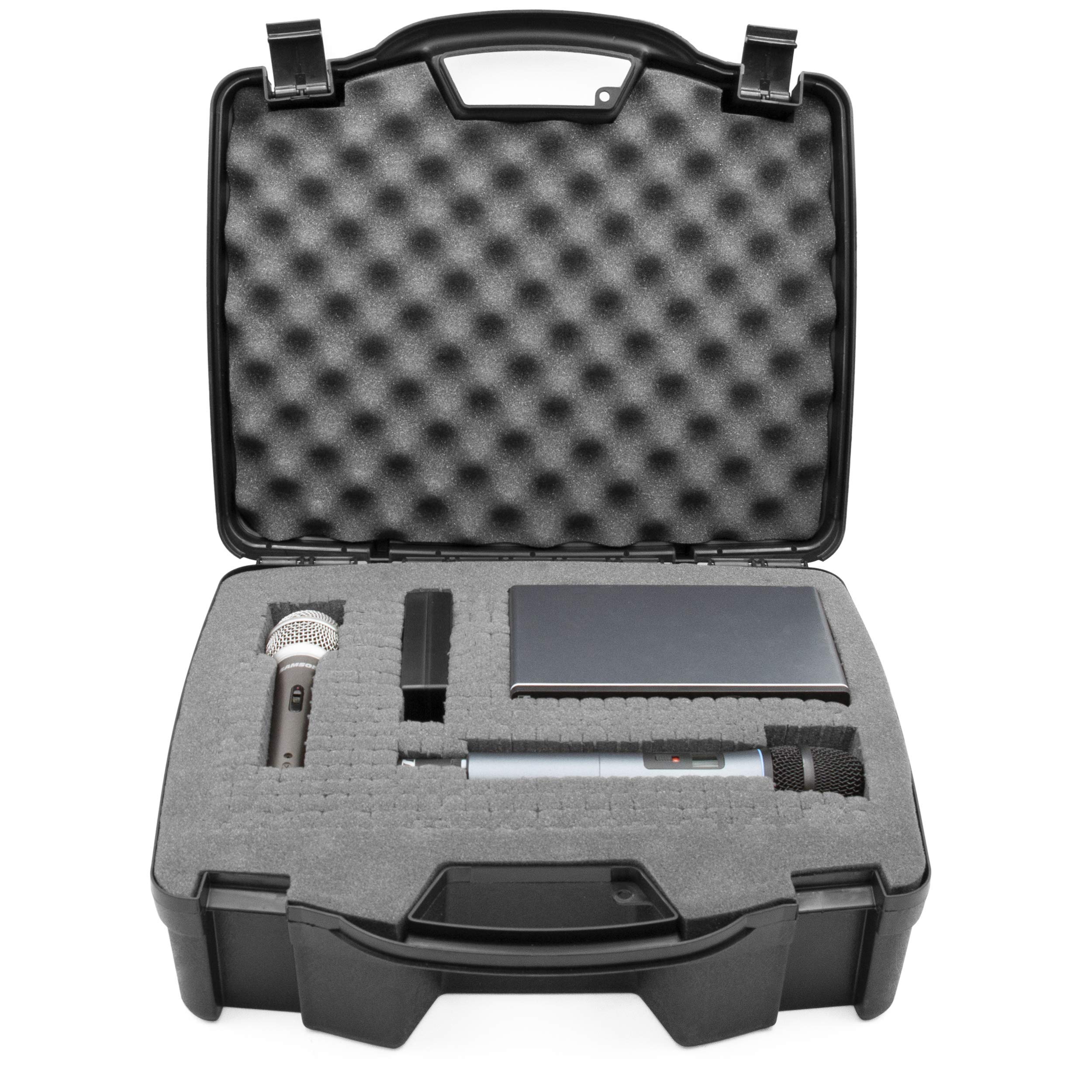 CASEMATIX Wireless Microphone Case - Hard Shell Mic Foam Carrying Case with Customizable Foam Compatible with Sennheiser, Shure,