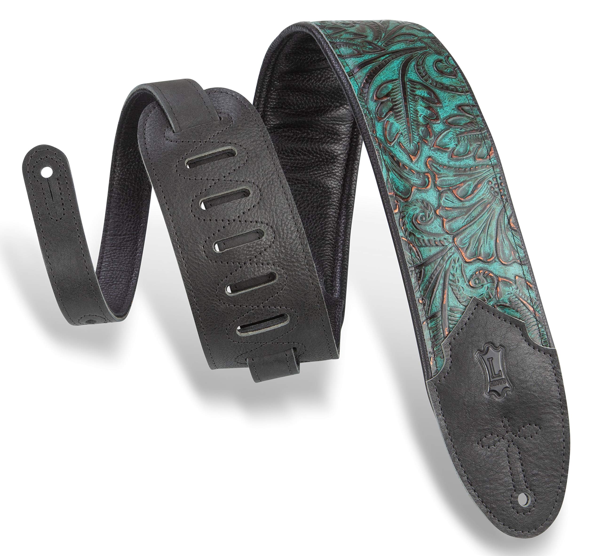 Levy'S Leathers Sundance 3'' Wide Embossed Leather Guitar Strap; Western Series - Palm Jade (M4Wp-001)