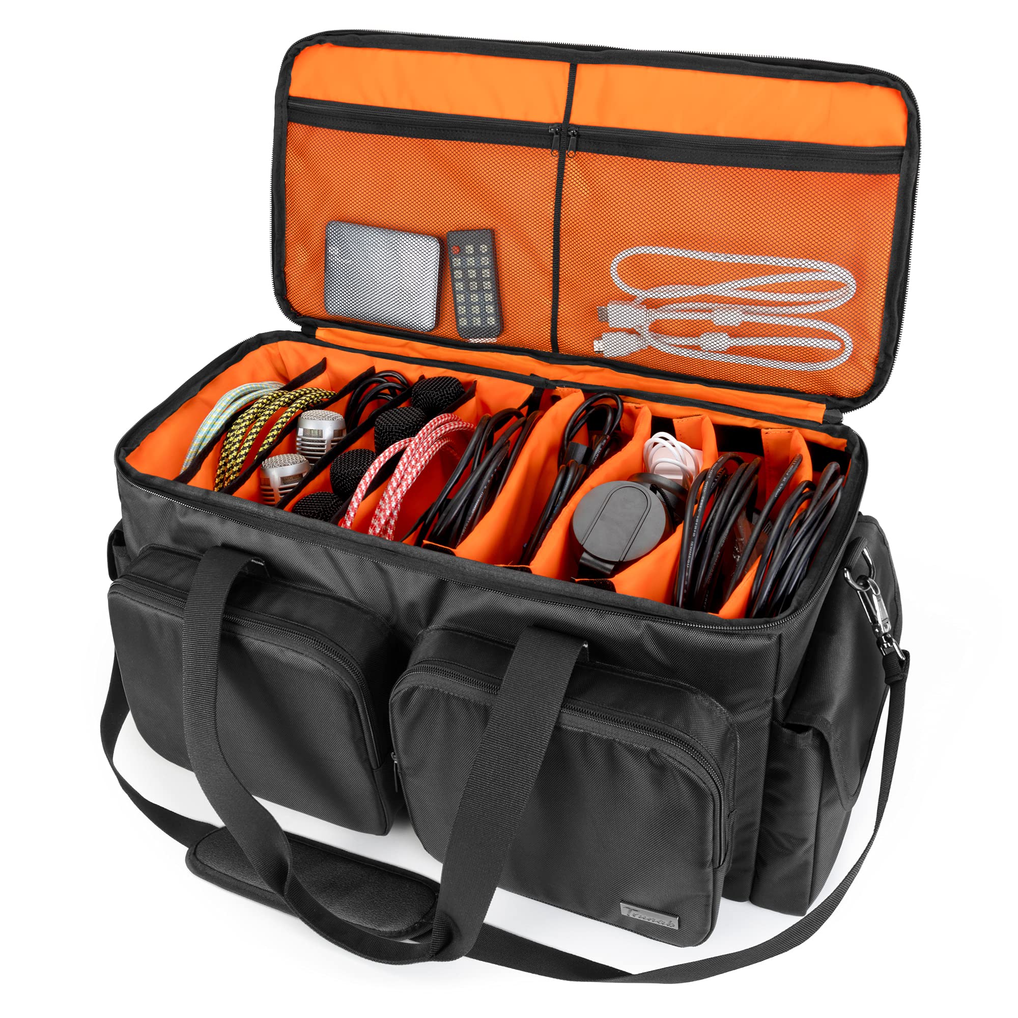 Trunab DJ Cable File Bag with Detachable Padded Bottom and Dividers, Travel Gig Bag for Professional DJ Gear, Musical Instrument