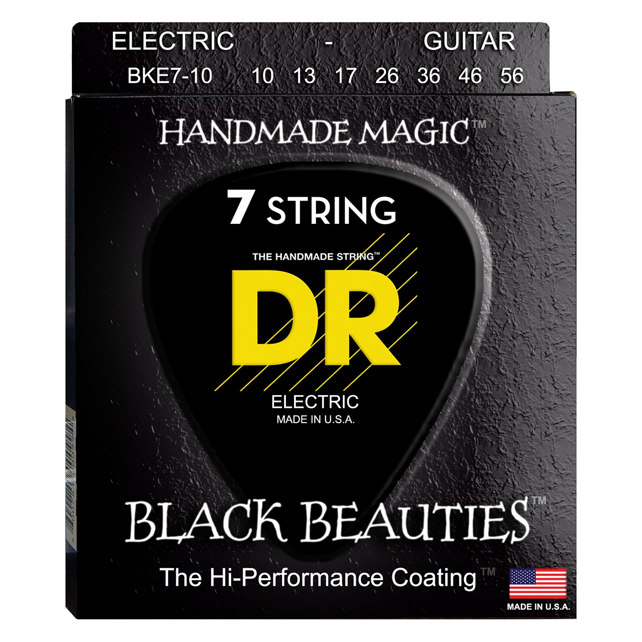 Dr Strings Bke7-10 Black Beauties Electric Guitar Strings, Medium 7-String, 10-56