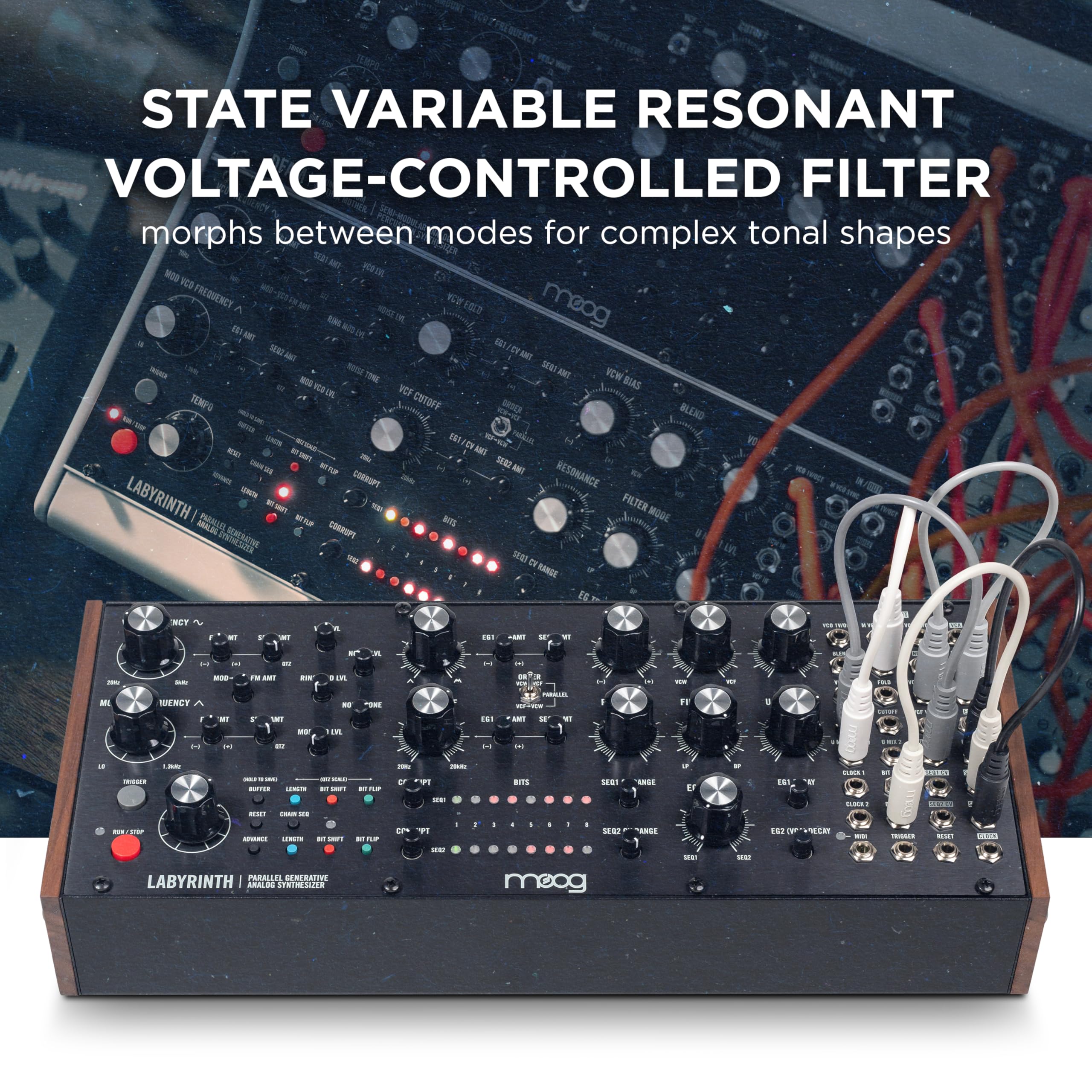 MOOG Labyrinth - Semi-Modular Parallel Generative Analog Synthesizer with Dual Sequencer, Dual Oscillators, VC Wavefolder, VC Fi