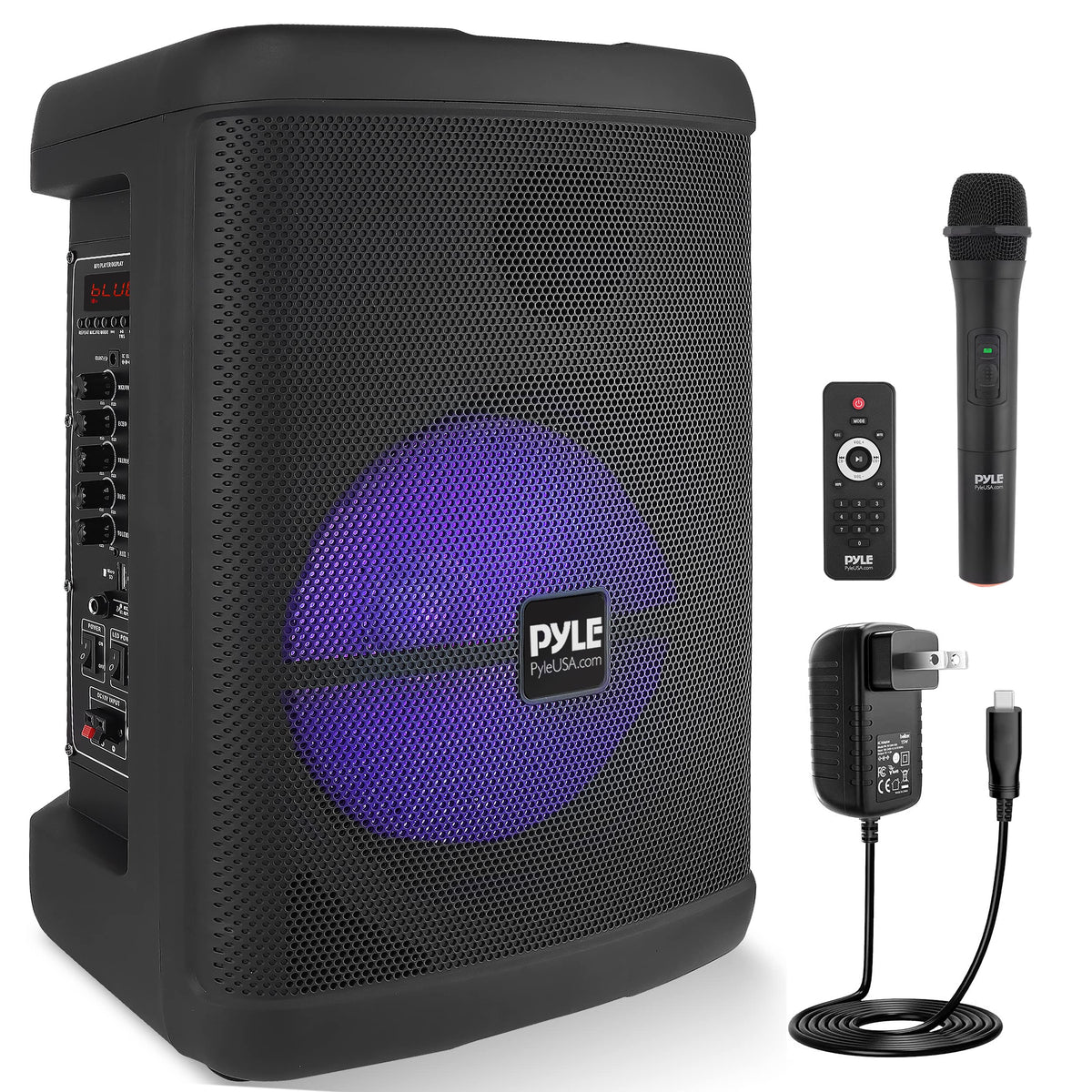 Pyle Portable Bluetooth Pa Speaker - 500W 12    Rechargeable Indoor/Outdoor Bt Karaoke Audio System - Tws, Led Display, Fm/Aux/M