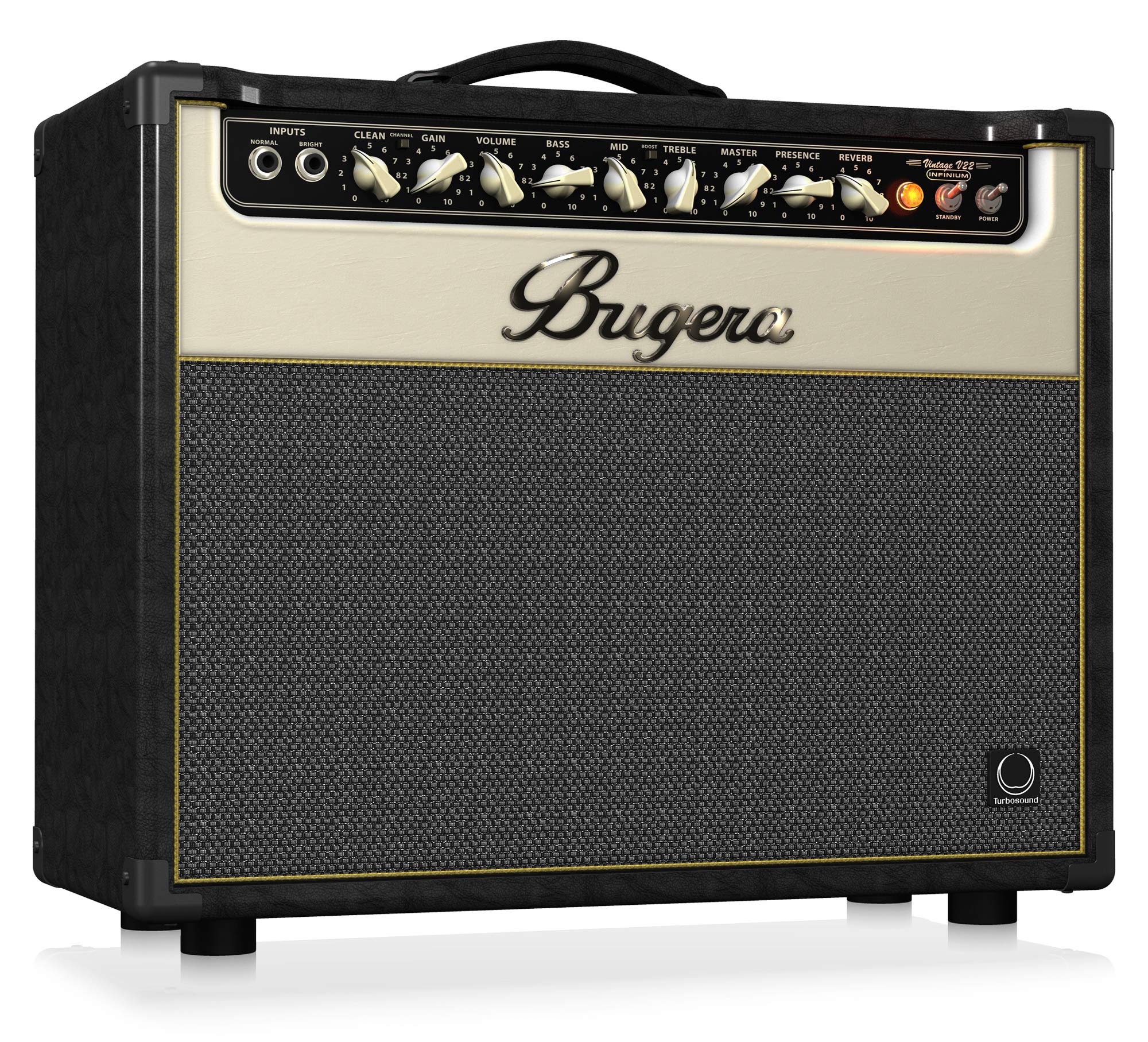 Bugera V22 INFINIUM 22-Watt Vintage 2-Channel Tube Combo with INFINIUM Tube Life Multiplier, Original Turbosound Speaker and Rev