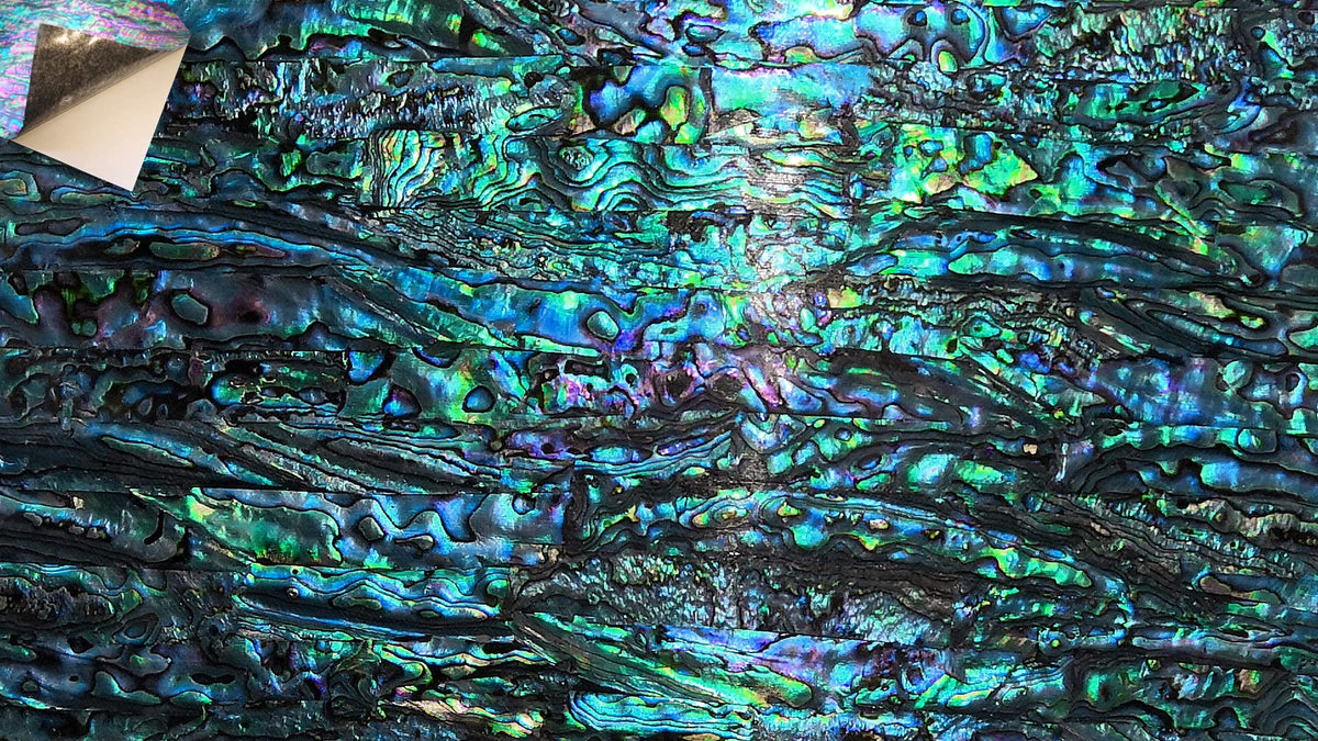 Gommo Blue Paua Abalone Shell Stickers Sheet Enhanced For Inlay And Overlay Flexible (240Mm  140Mm) (New Zealand Blue Abalone)