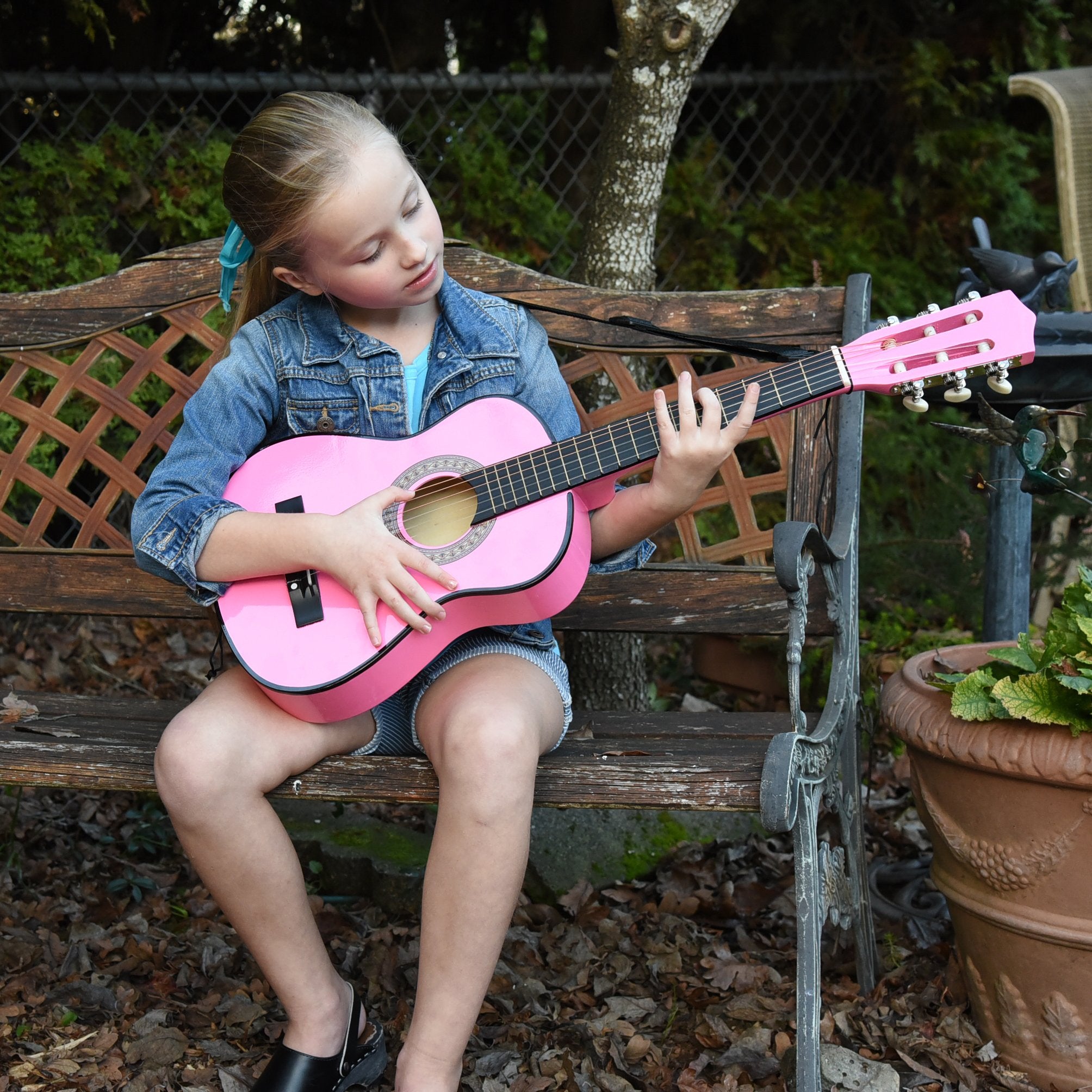 30'' Wood Classical Guitar with Case and Accessories for Kids/Girls/Boys/Beginners (Pink)
