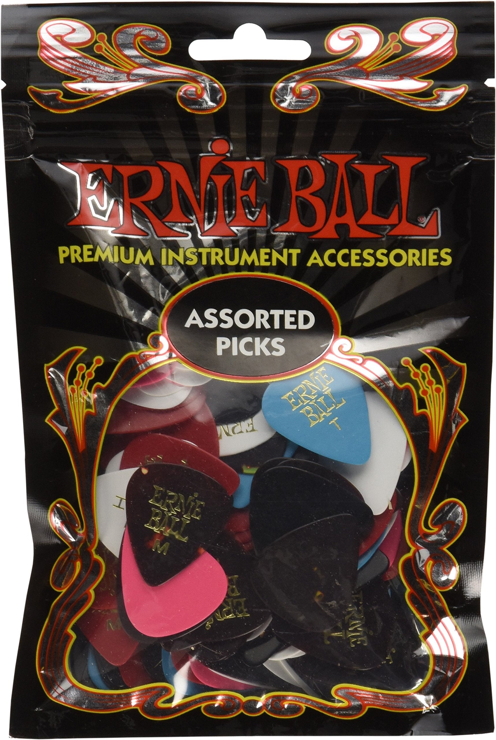 Ernie Ball Guitar Picks, Assorted Thickness, Assorted Colors, 144-Pack (P09201)