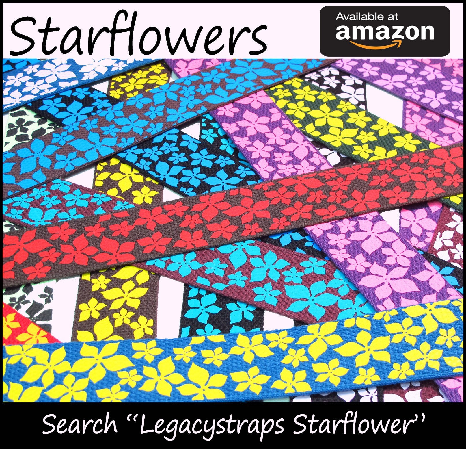 Legacystraps Girls Flower Guitar Strap - 2'' Cotton with Hot Pink Daisy Flowers on Chocolate Daisy Collection Volume 2 Pinks