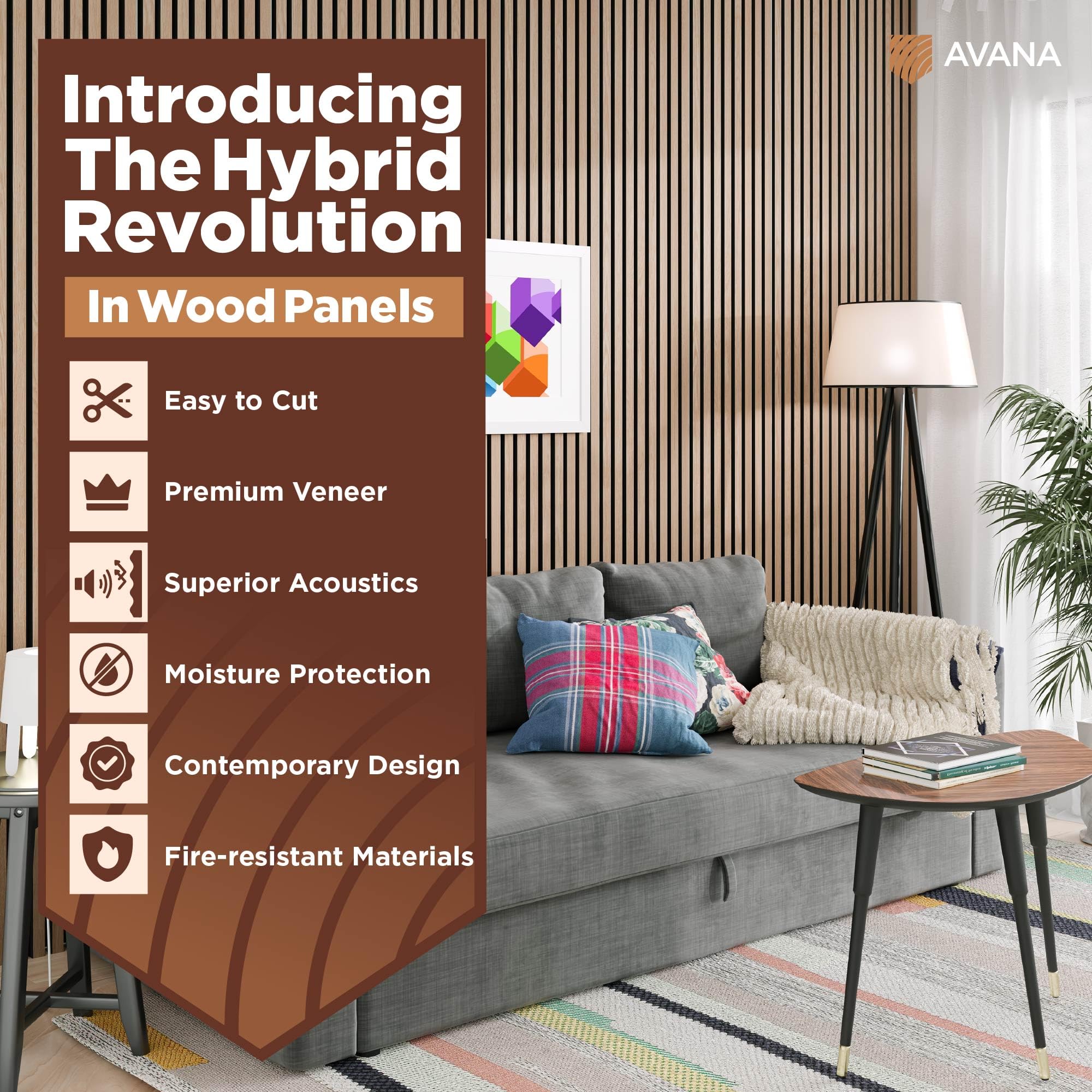 Avana Acoustic Wood Wall Panels - 94.4 X 12.6 Inch White Oak Acoustic Panels 2 PCs - Wall Panels For Interior Wall Decor For Hom