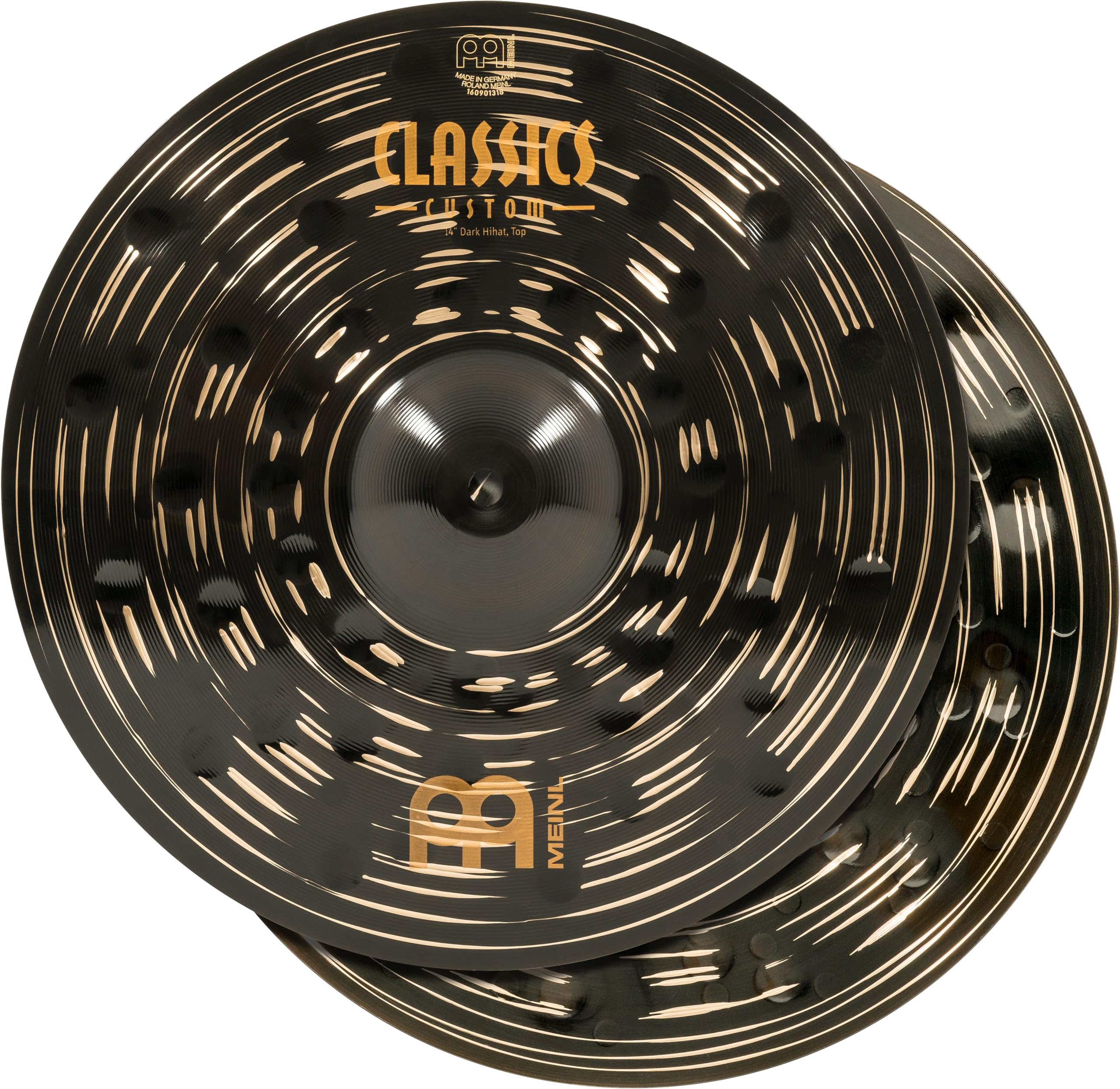 Meinl 14 Hihat (Hi Hat) Cymbal Pair - Classics Custom Dark - Made in Germany, 2-YEAR WARRANTY (CC14DAH)