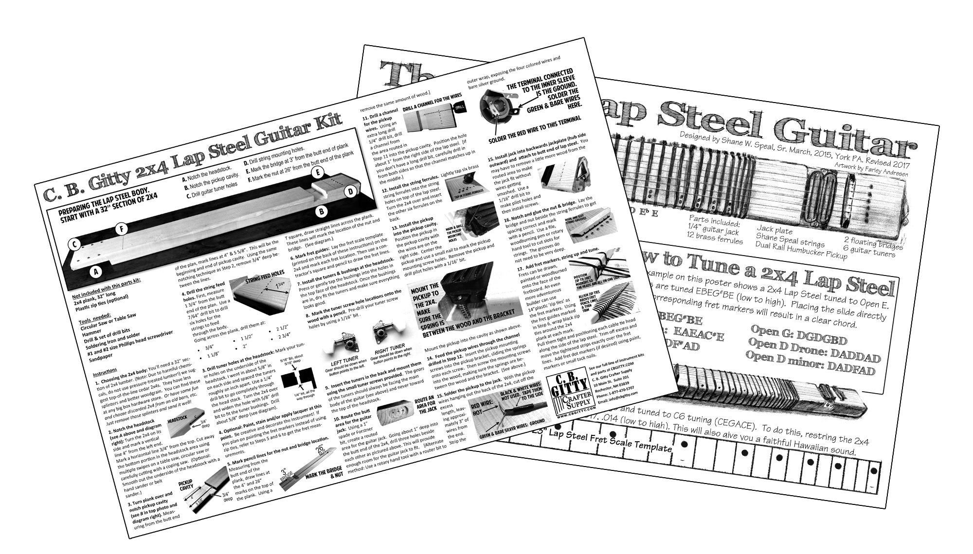 2x4 Lap Steel Guitar Kit - the DIY Slide Guitar - You supply the 2x4!