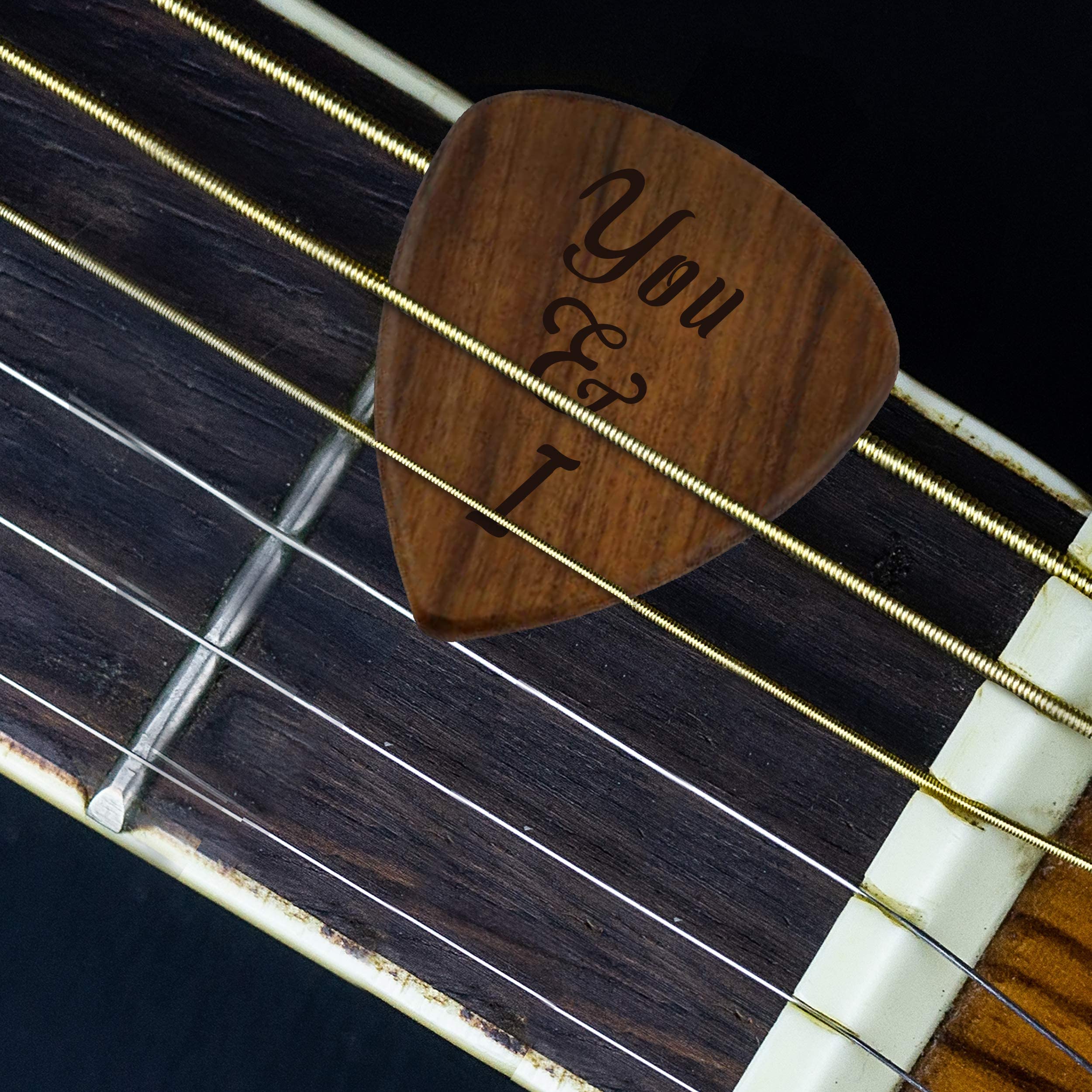 Custom Personalized Wood Guitar Pick Customized with Any Message or Text (Walnut)