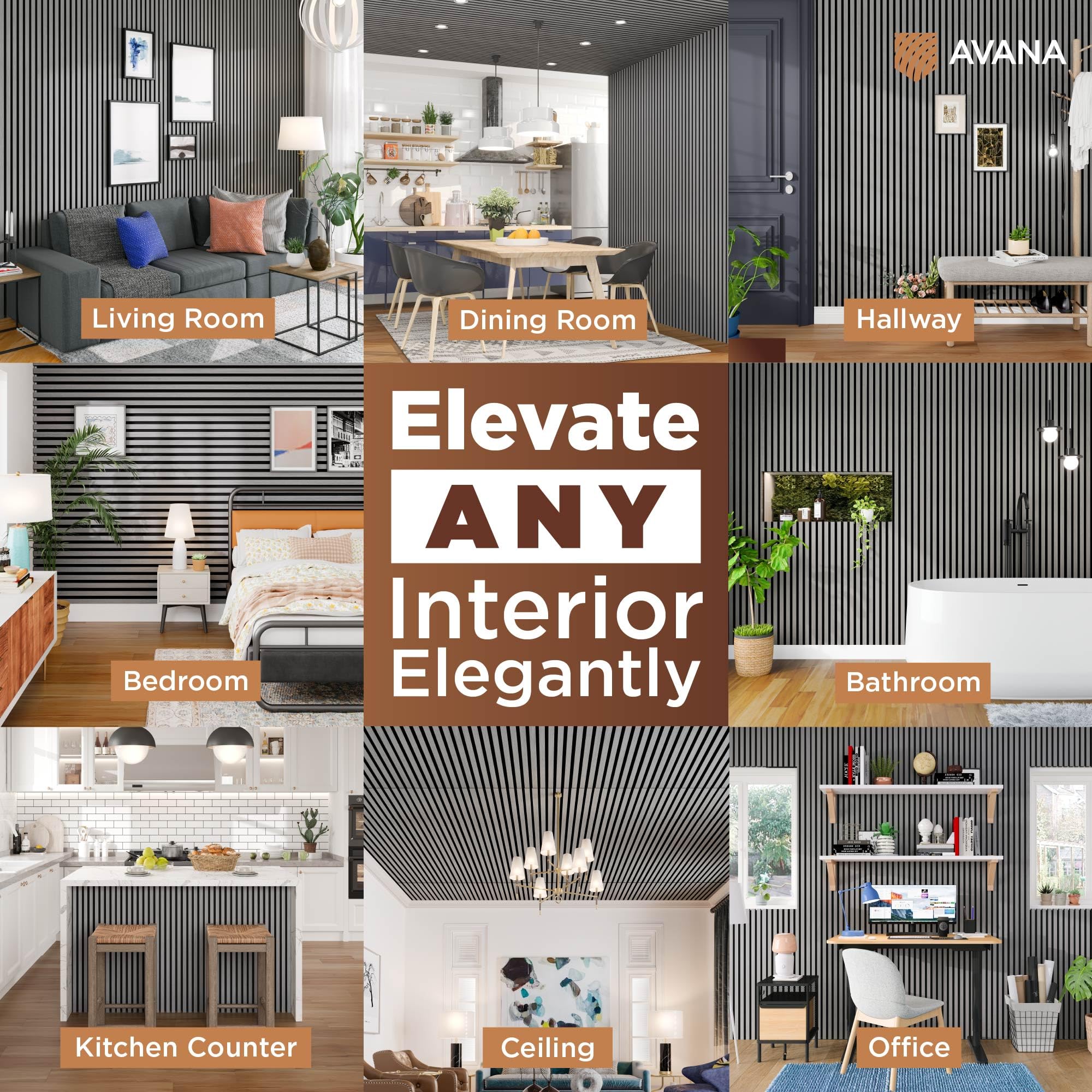 Avana Acoustic Wood Wall Panels - 47.2 X 12.6 Inch Gray Oak Acoustic Panels 2 PCs - Modern Wall Panels For Interior Wall Decor F