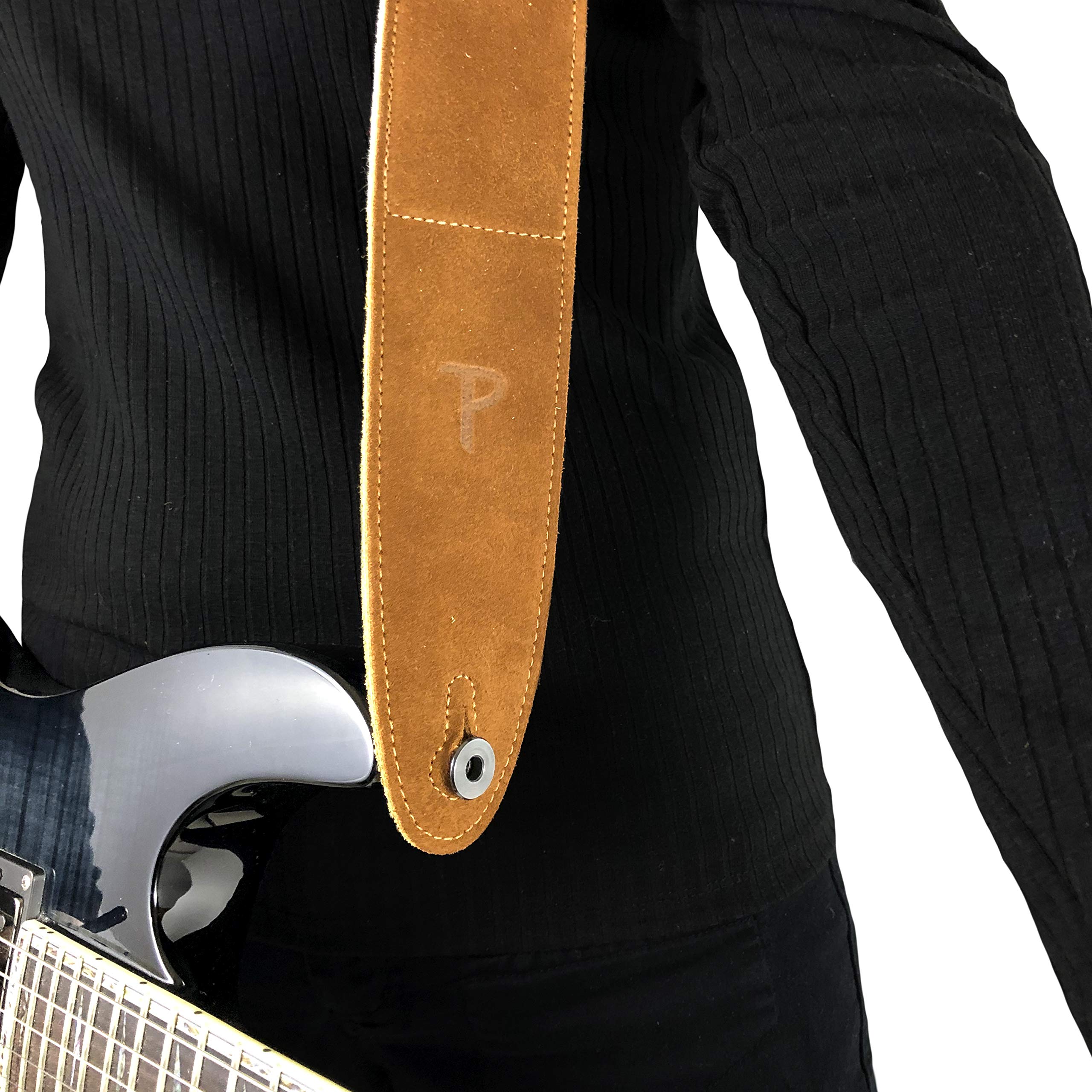 Perri's Leathers, Suede Guitar Strap, Sheepskin Pad, Anti-Slip, Classic, Suitable for Each Level, Standard Size, 41'' to 56'' In
