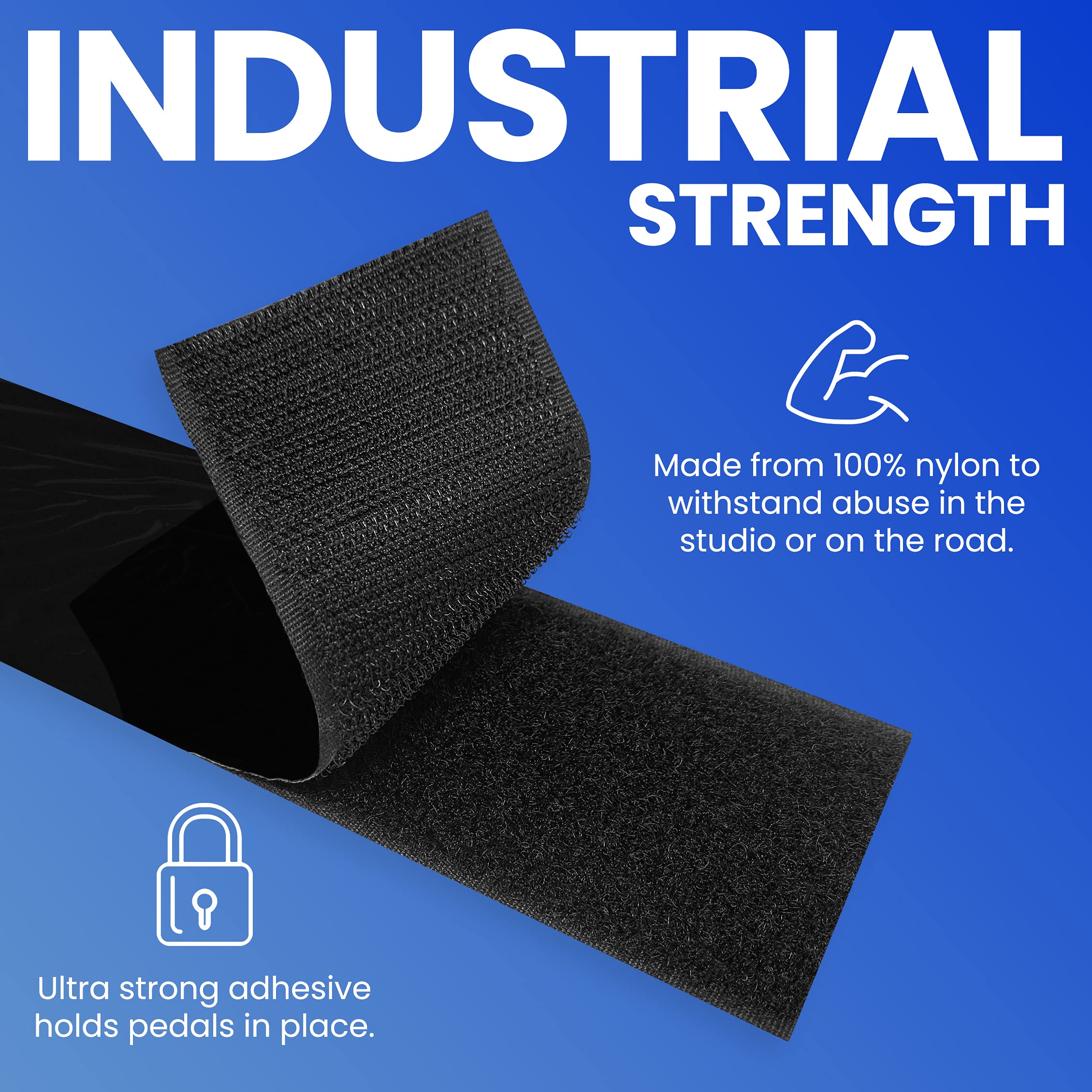 Crosby Pedalboard Grip Kit - 10 Feet (3m) of Heavy Duty Hook & Loop Tape Plus 6 Reusable Cable Ties for Guitar or Bass Pedal Boa