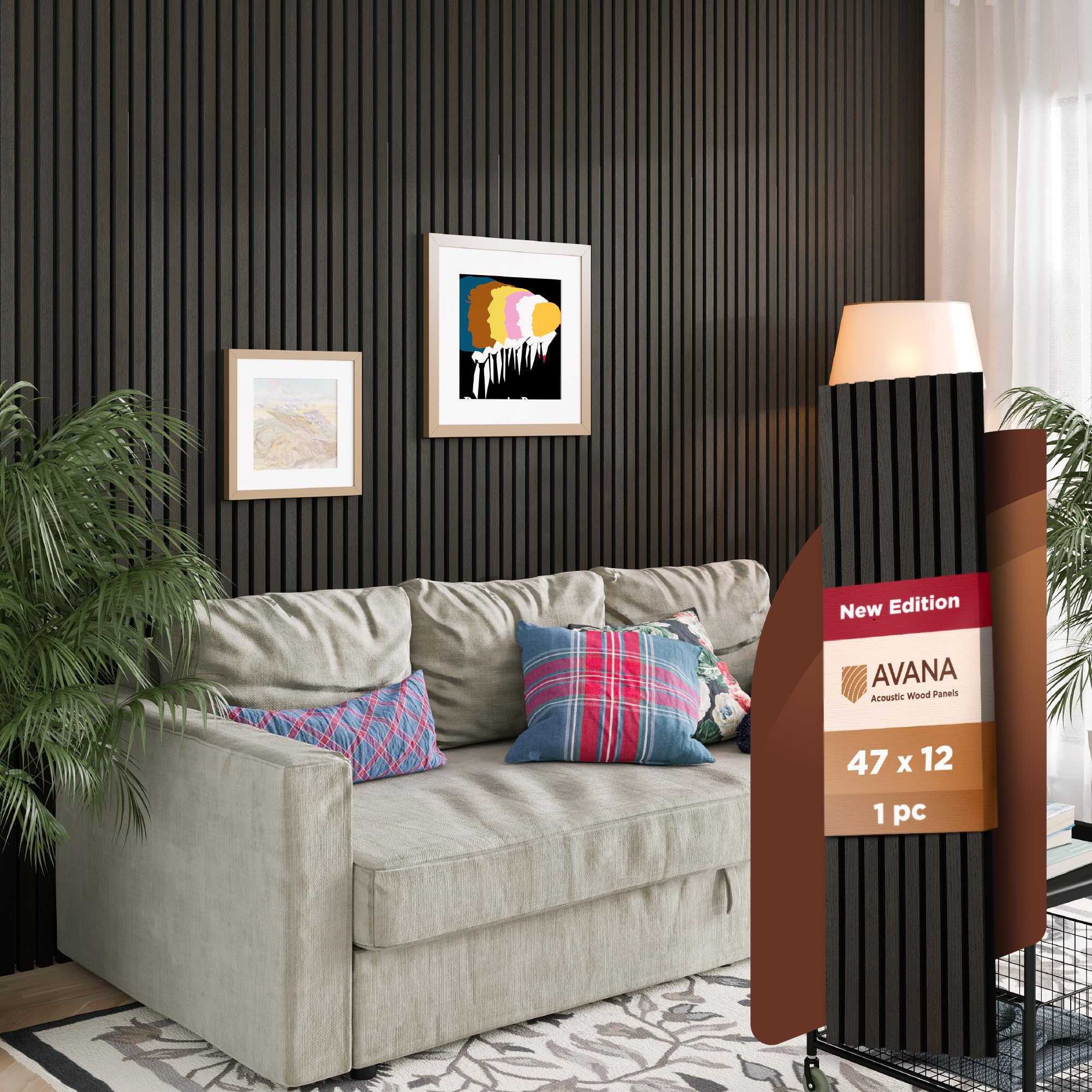 Avana Acoustic Wood Wall Panels - 47.2 X 12.6 Inch Smoke Oak Acoustic Panels 1 Pc - Wall Panels For Interior Wall Decor For Home