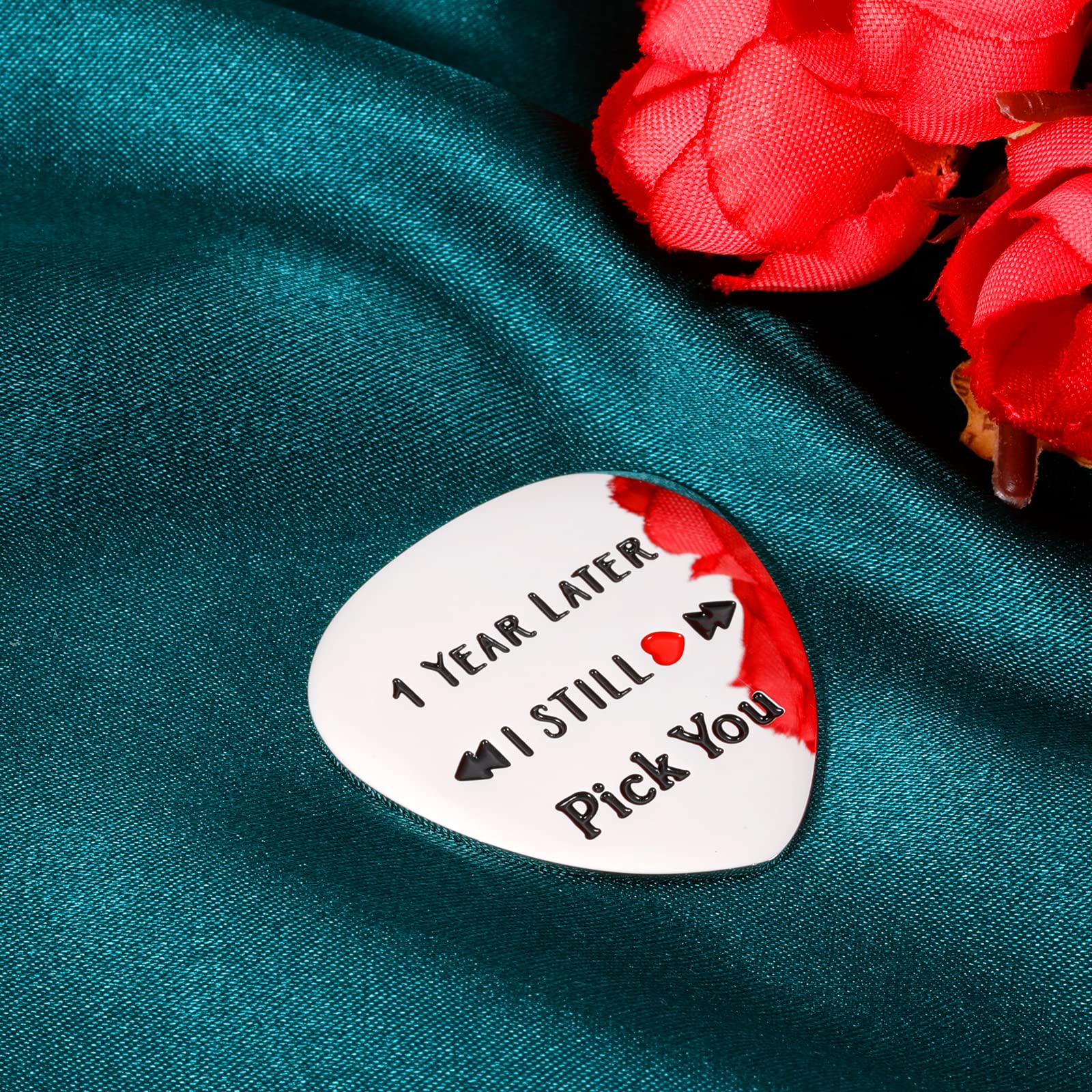 1 Year Anniversary Present Gifts for Boyfriend Girlfriend Men Women Him Her Musician Boyfriend Guitar Pick One Year Wedding Anni
