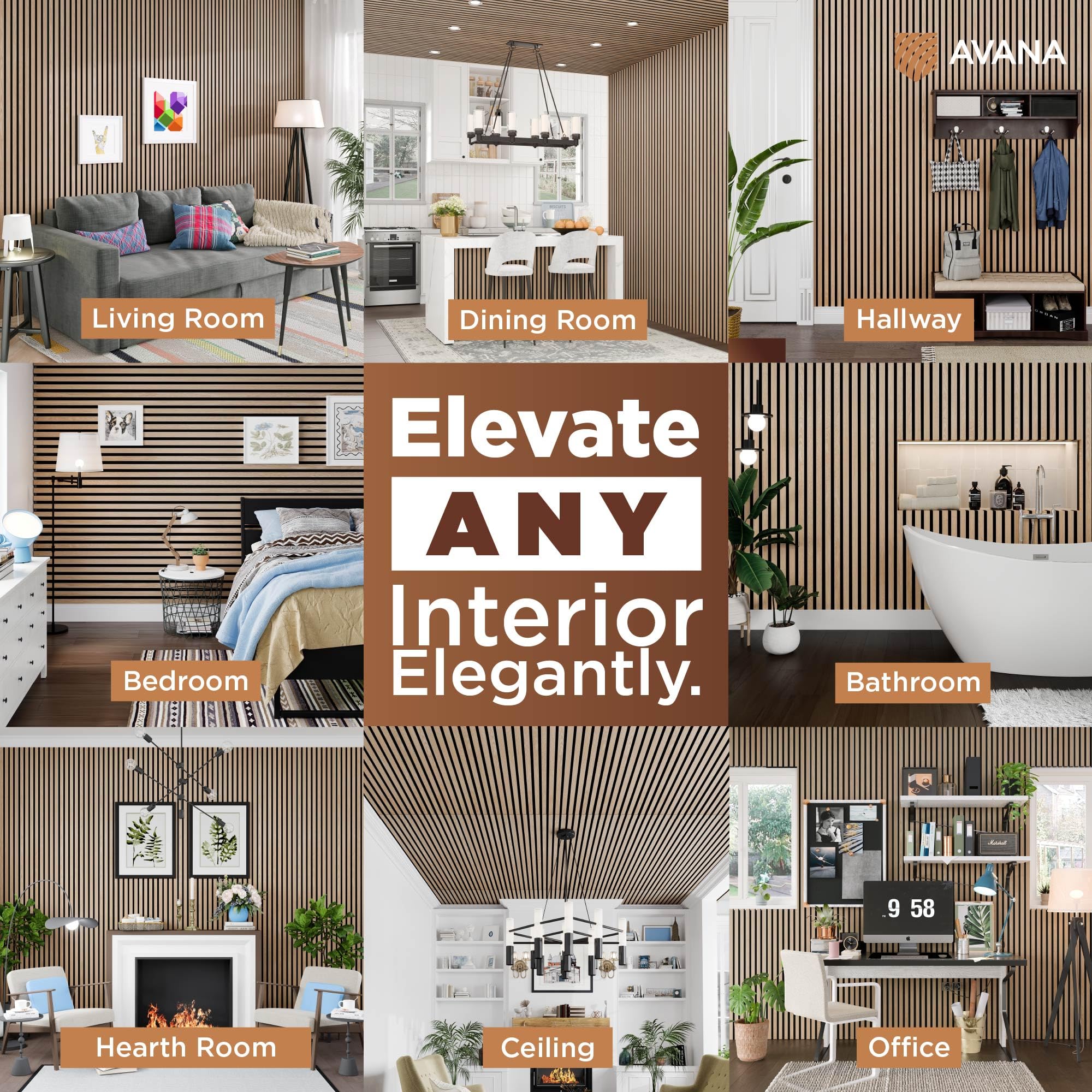 Avana Modern Acoustic Wood Wall Panels - 47.2 X 12.6 Inch White Oak Acoustic Panels 2 PCs - Wall Panels For Interior Wall Decor