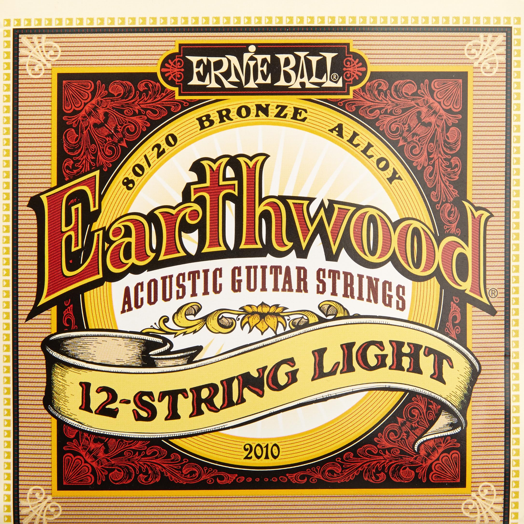 Ernie Ball Earthwood 12-String Light 8020 Bronze Acoustic Guitar Strings, 9-46 Gauge (P02010)